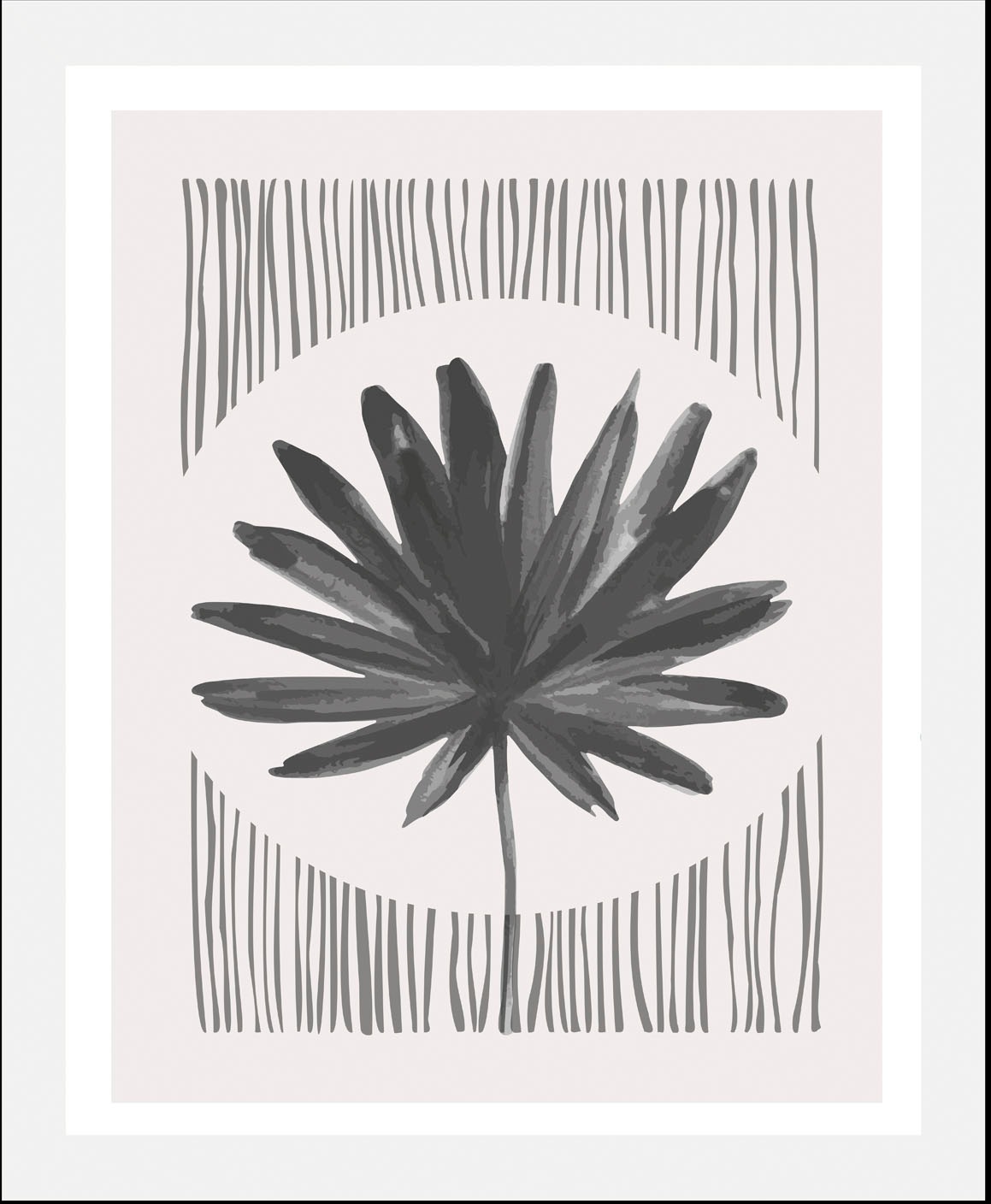 queence Bild »Flora«, Pflanzen-Pflanzenbilder-Blätter-Blätterbilder-Schwarz-Weiß-Figuren-Abstrakt, (1 St.), HD Premium Poster-Druck inkl. Holzrahmen