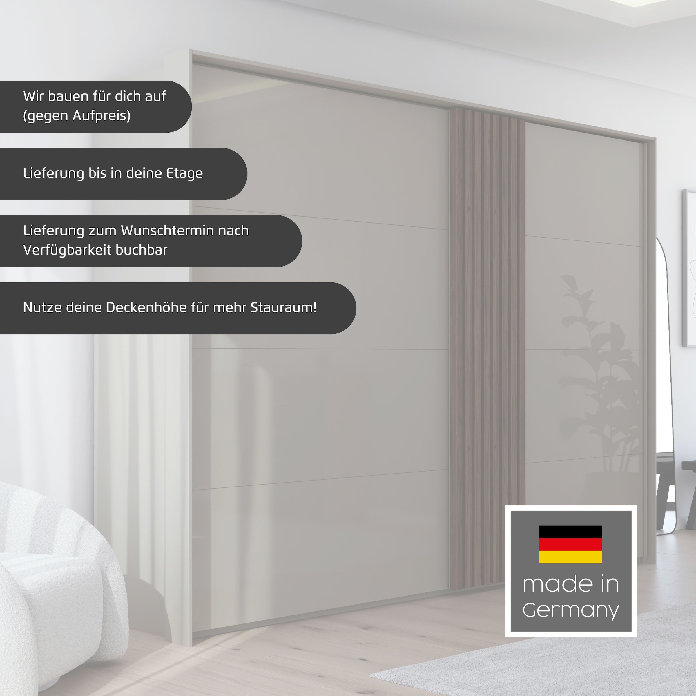 rauch Schwebetürenschrank »Kleiderschrank Schrank Garderobe Wäscheschrank TEGIO«, mit hochwertigen Holzdekoraufleistung und Glasfront MADE IN GERMANY