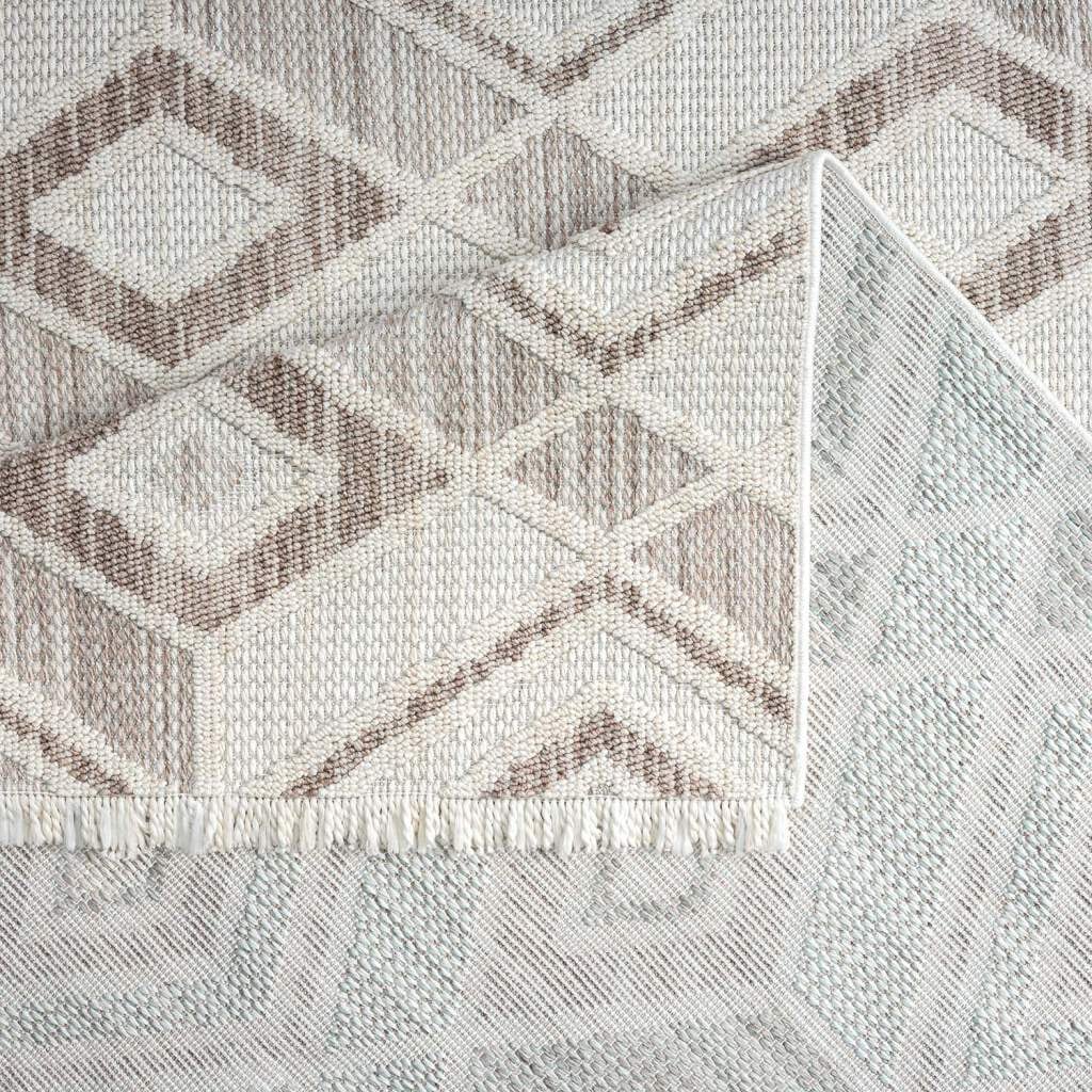 Carpet City Teppich »LINDO 8875«, rechteckig, 11 mm Höhe, Kurzflor, Hochtief-Muster/ 3D-Effekt, Fransen, Boho-Stil, Wohnzimmer