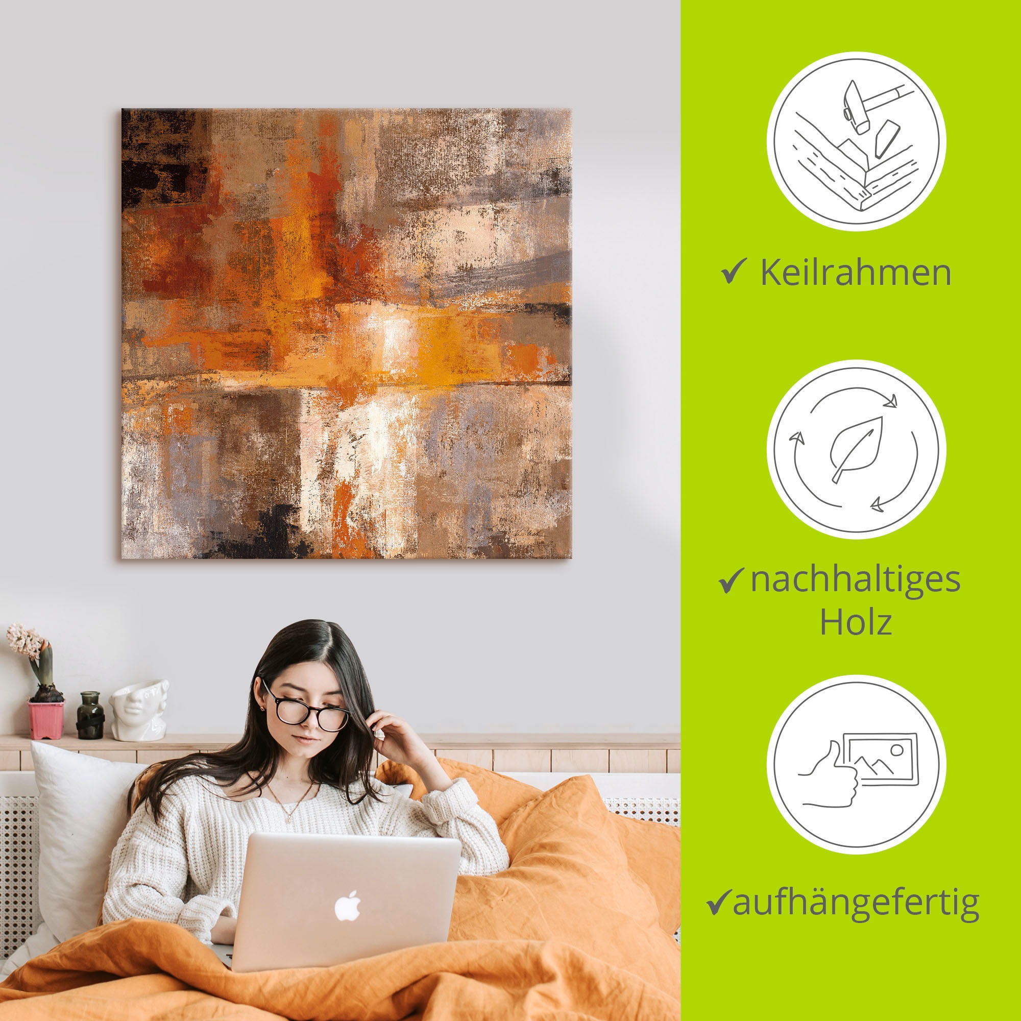 Artland Wandbild »Silber und Bernstein Ernte«, Gegenstandslos, (1 St.), als Leinwandbild, Poster in verschied. Größen