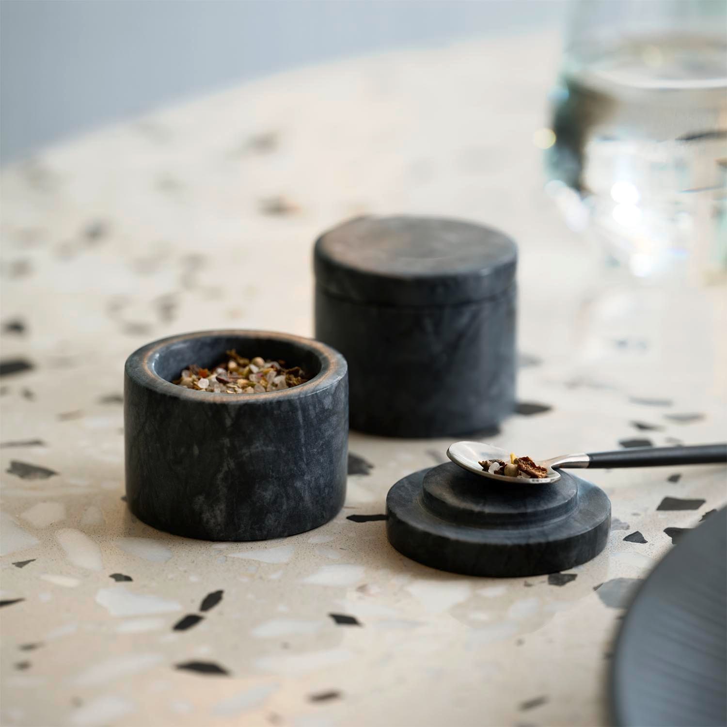 APS Gewürzbehälter »Marmordosen für Gewürze, 2er-Set, Ø 6 cm, Höhe 5 cm, 40ml« Set, 2 Stk. tlg.