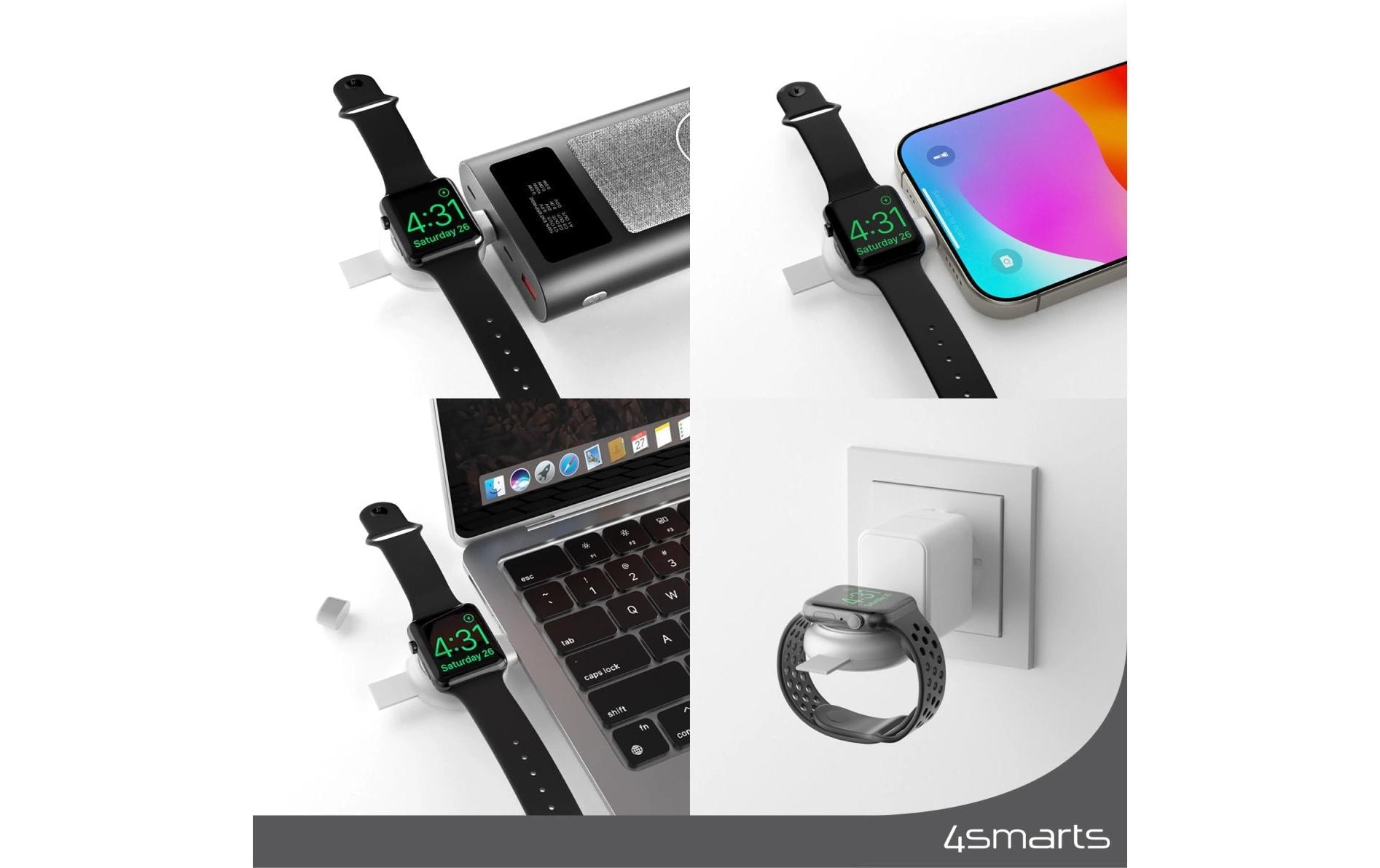 4smarts USB-Kabel »Apple Watch Charger QI2.0 Silber«
