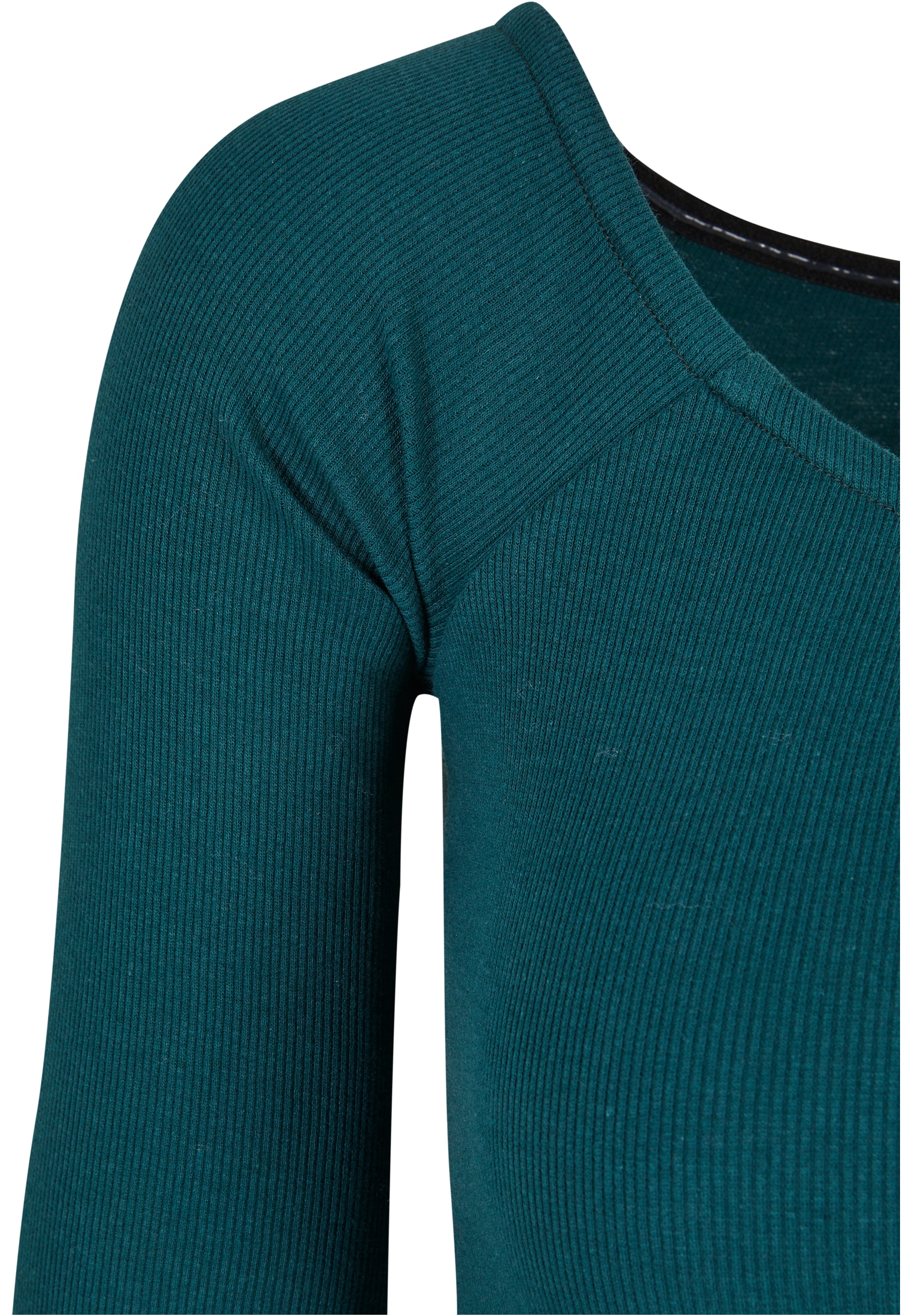 URBAN CLASSICS Langarmshirt »Damen Ladies Short Rib Wide V-Neck  Longsleeve«, (1 tlg.) online bestellen