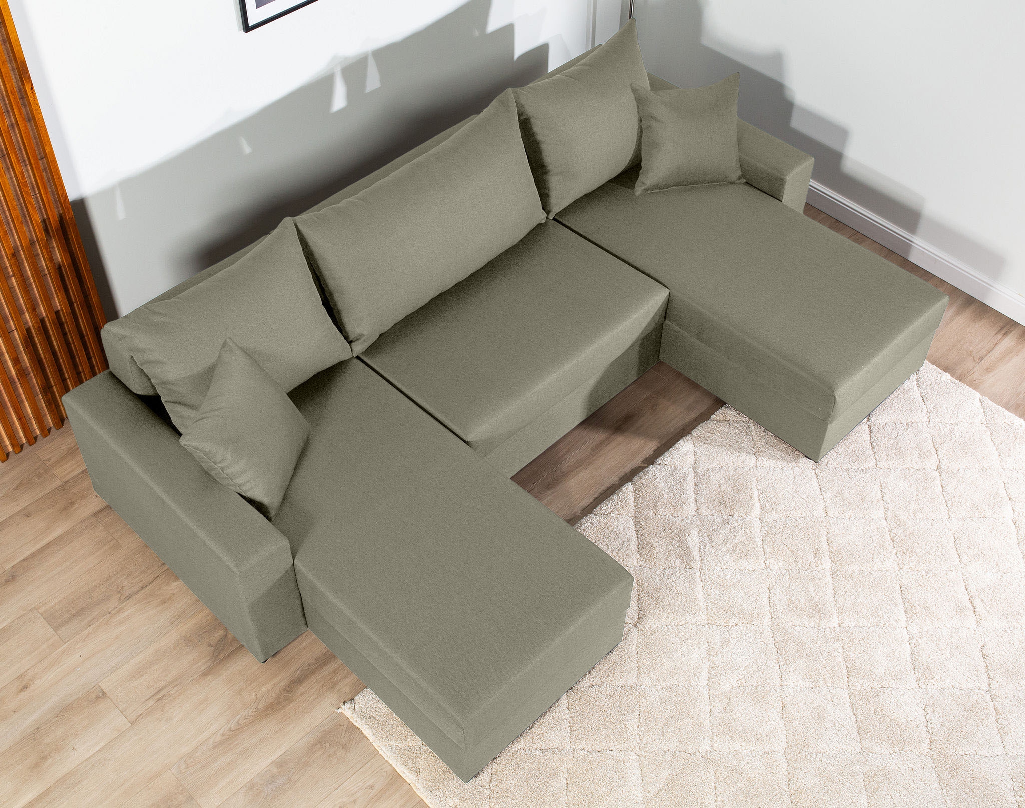 COLLECTION AB Wohnlandschaft »Pico U-Form, Breite 252, mit Schlaffunktion, Bettkasten & Zierkissen«, Liegefläche 117x220 cm