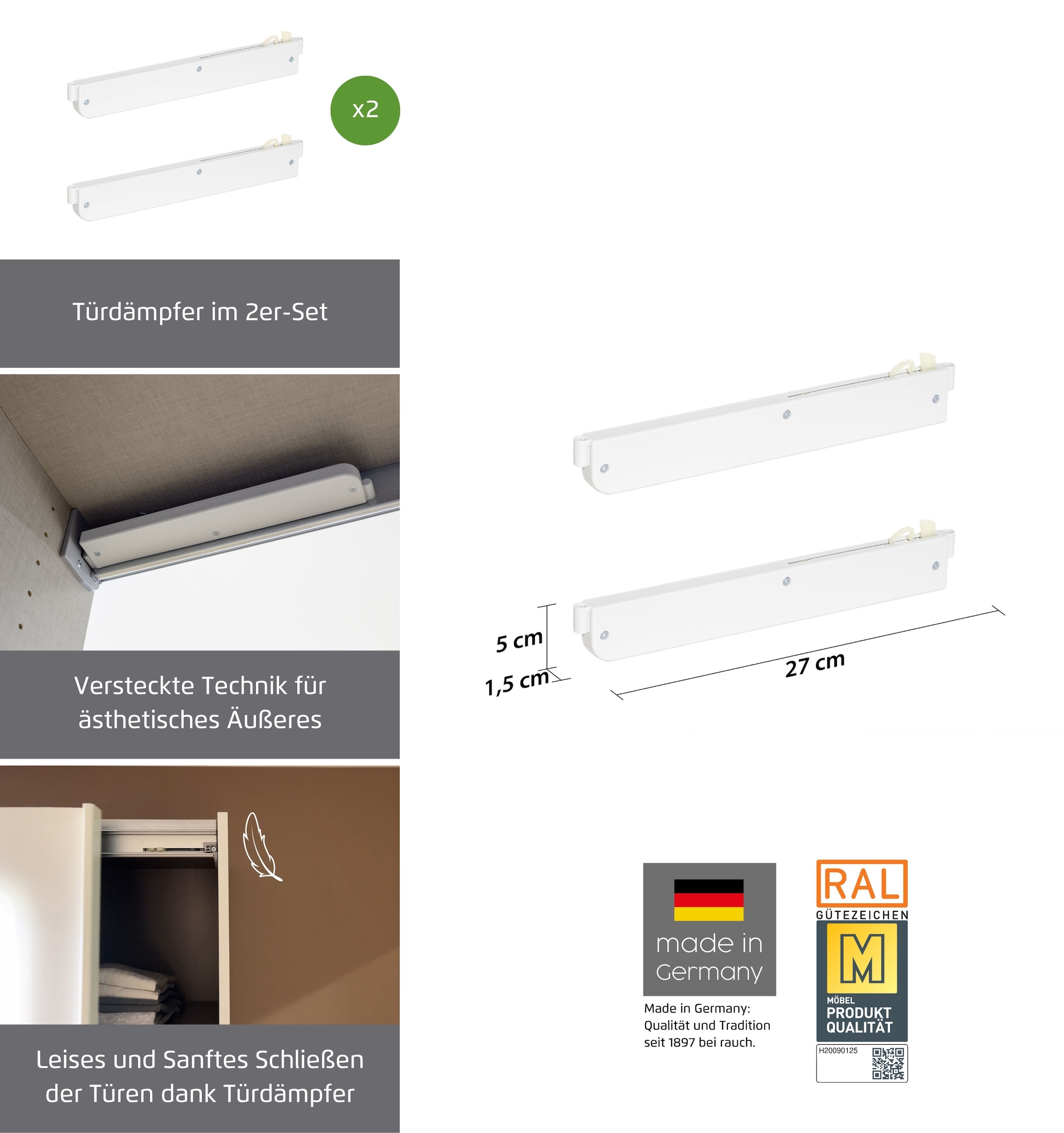 rauch Schwebetürselbsteinzug »Zubehör« Set, 2 Stk. tlg. 2er-Set für 2- und 3-türige Rauch-Schwebetürenschränke ORANGE