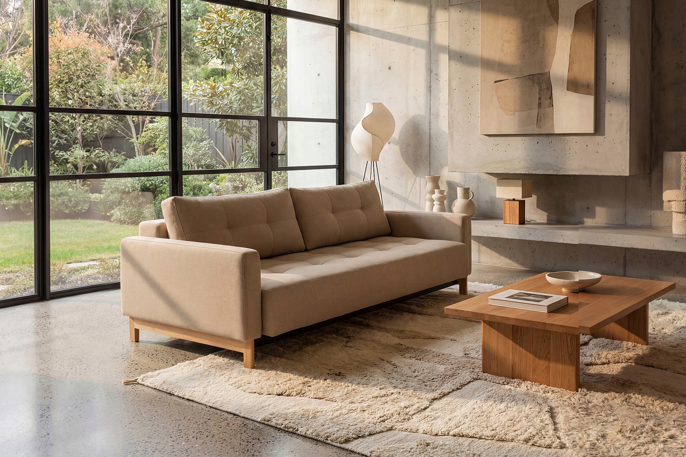 INNOVATION LIVING ™ Schlafsofa »Pyxis, 3-Sitzer Sofa mit extrabreiter Bettfunktion, Skandi-Design« Multifunktionssofa, extrabequem durch Taschenfederkern, Dauerschläfer