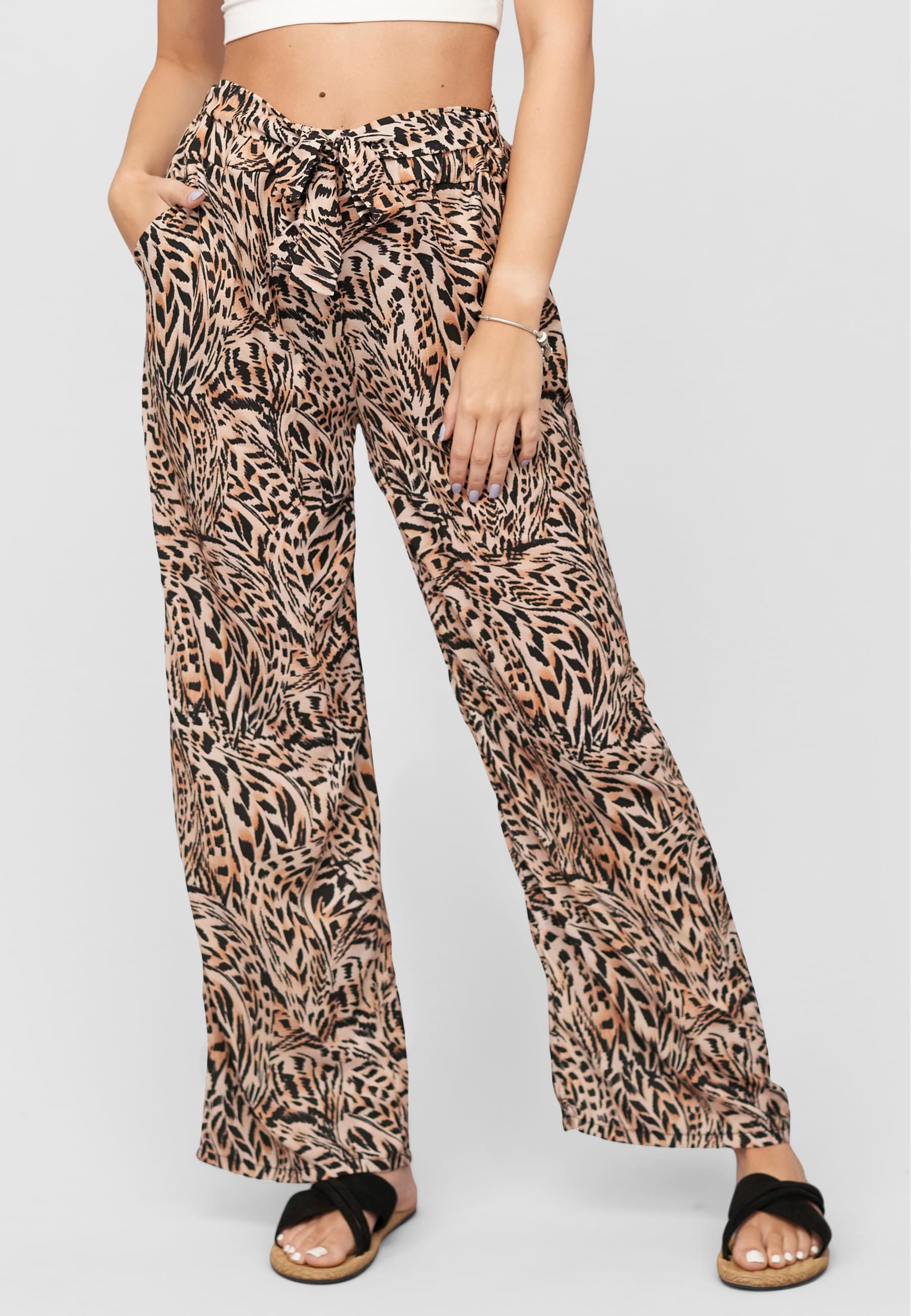 CLOUD 5IVE Stoffhose »CLOUD 5IVE Summer Pants with tie belt and aop leo print«