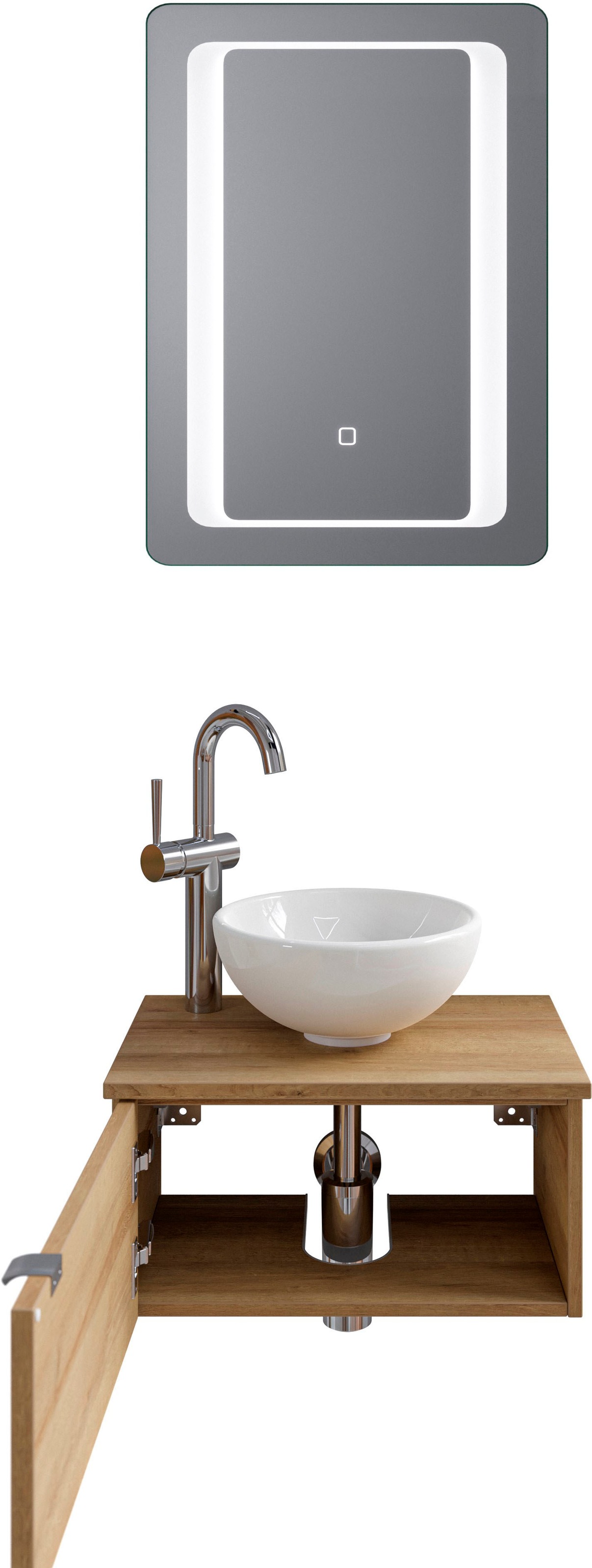 Saphir Badmöbel-Set »Serie 6915«, (4 St.), Gäste-Bad, 51 cm breit, mit LED-Spiegel und 1 Tür