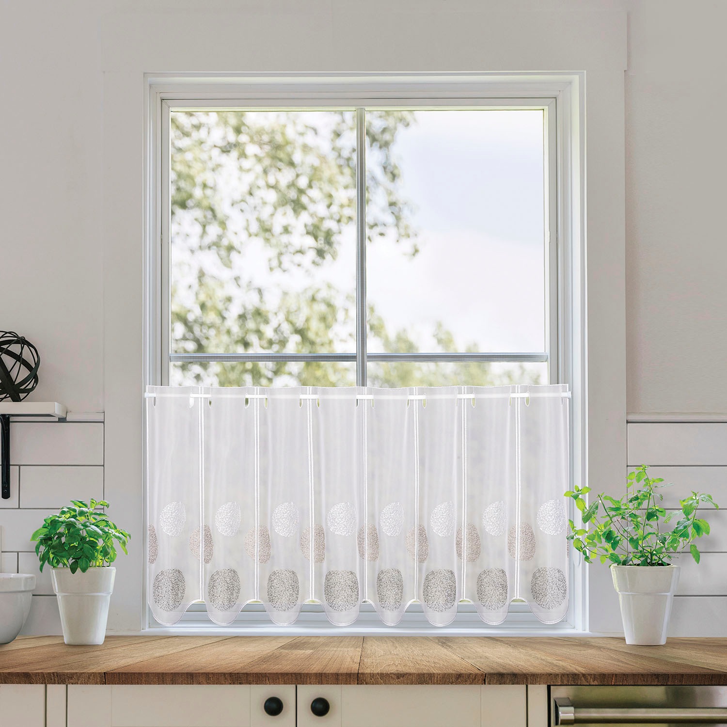 Gerster Scheibengardine »Elena« Durchzuglöcher 1 Stk. tlg. SB-Stickereibist günstig online kaufen