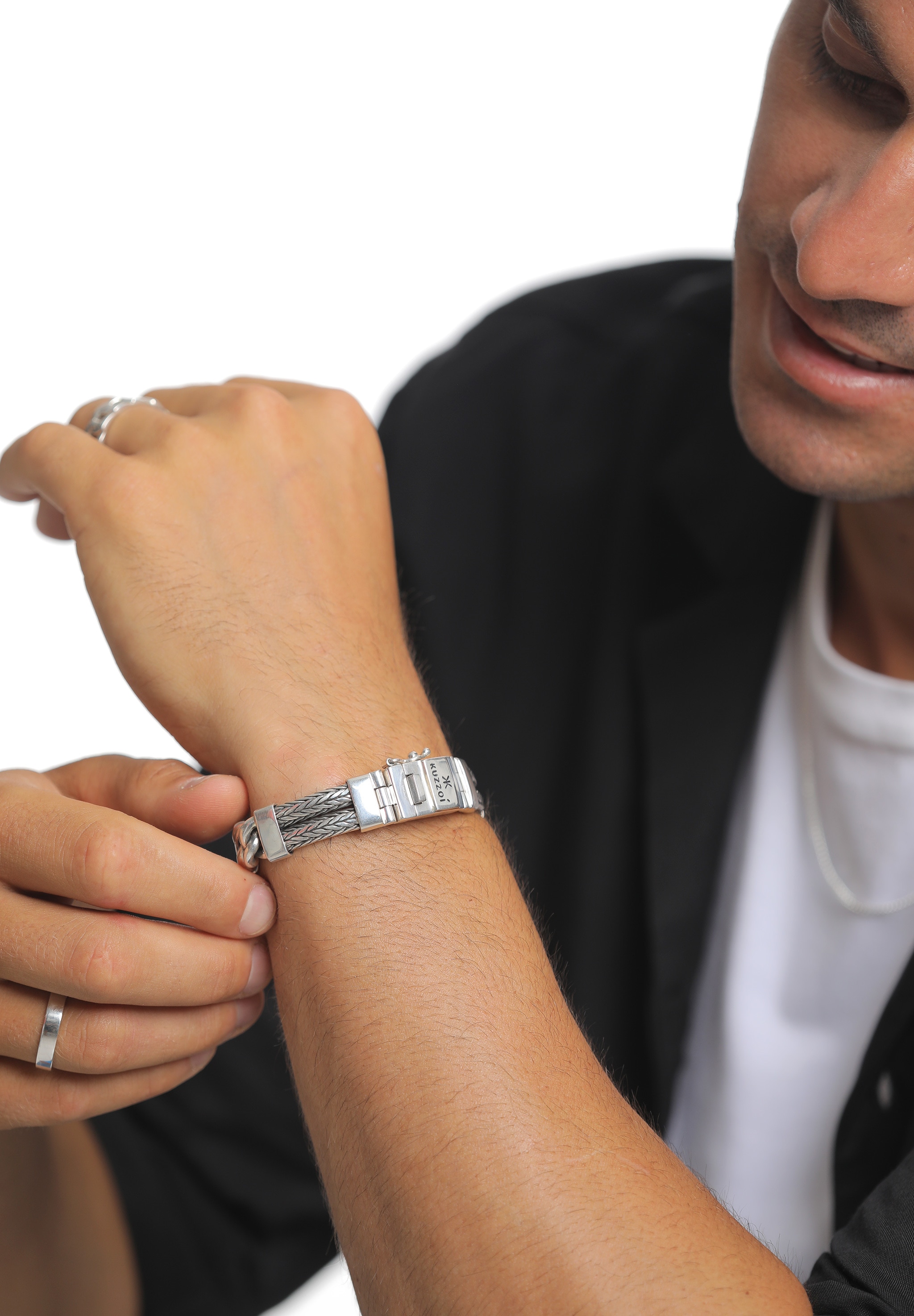 Kuzzoi Armband »Herren Panzer Gliederarmband Modern 925 Silber«