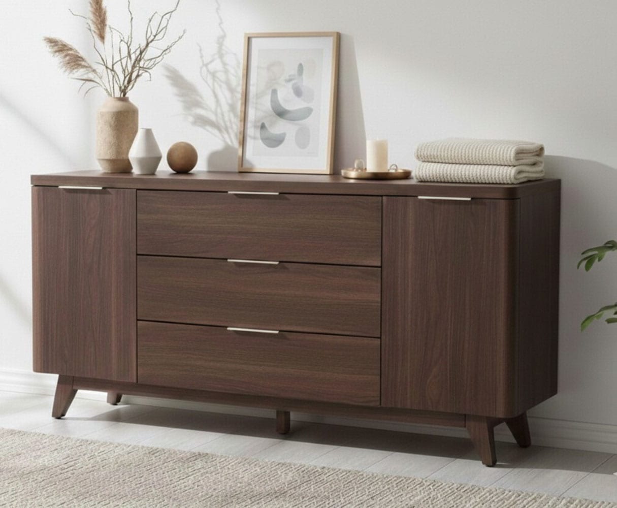 Jahnke Sideboard »LIBRE SB 160« Sideboard,Skandi,2 Türen + 3 Schubladen,Aluminiumgriffe,Breite 160 cm
