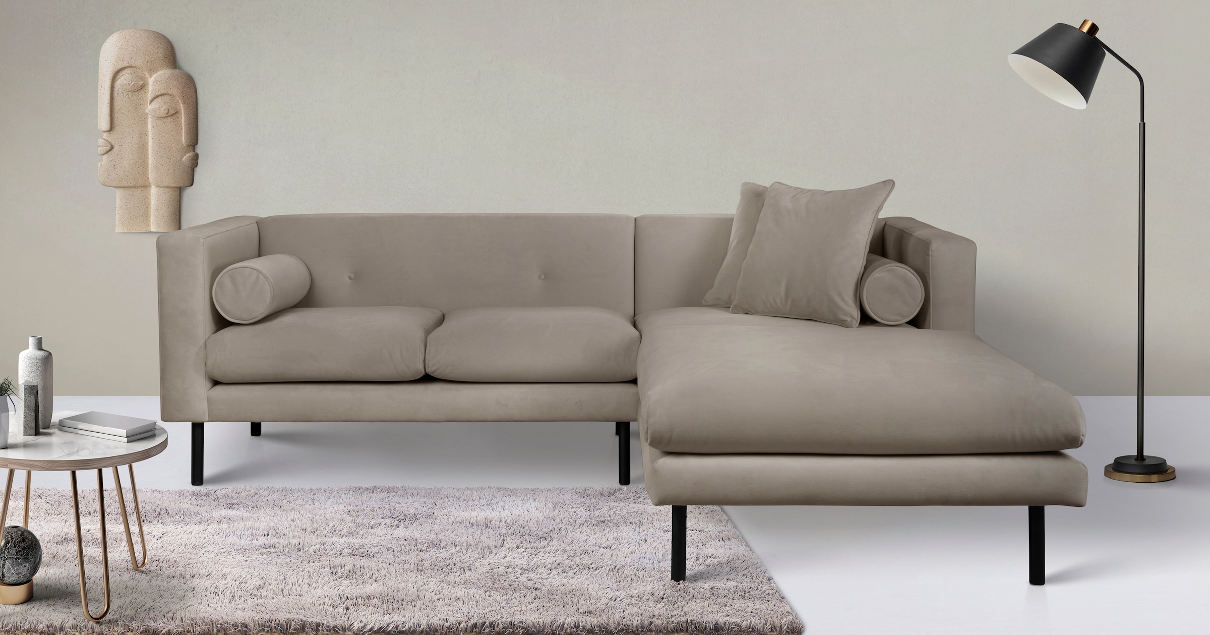 Home affaire Ecksofa »Lillibeth L-Form Designsofa, Maße B/T/H: 240/173/83 c günstig online kaufen