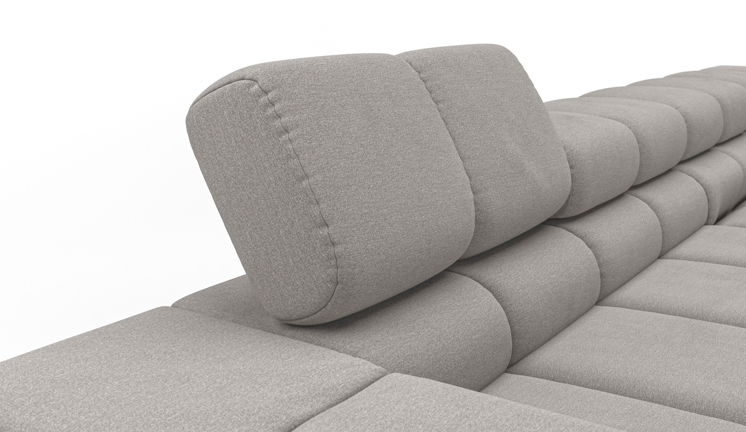 INOSIGN Ecksofa »Ancona New, wahlweise motorische Sitztiefenverstellung, auch in Cord«, feine Steppung, mit Kopfteilverstellung, 3 Zierkissen, L-Form