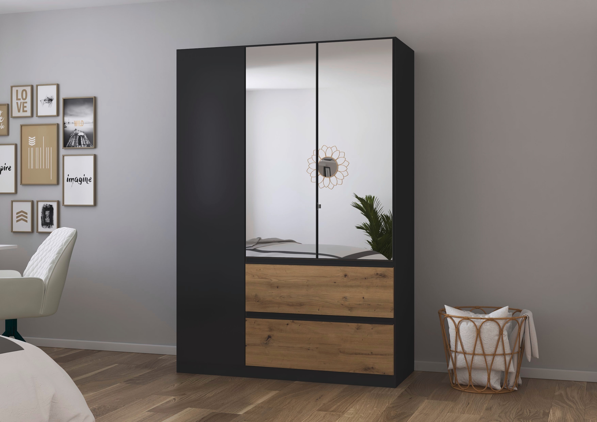 rauch Jugendzimmer-Set »Komplettzimmer Schlafzimmer-Set (5-St.) Jugendzimmer-Set JOEL« Set, 5 Stk. tlg. Bett 2 Breiten,Nachttisch,Tisch,Rollcontainer,Schrank MADE IN GERMANY