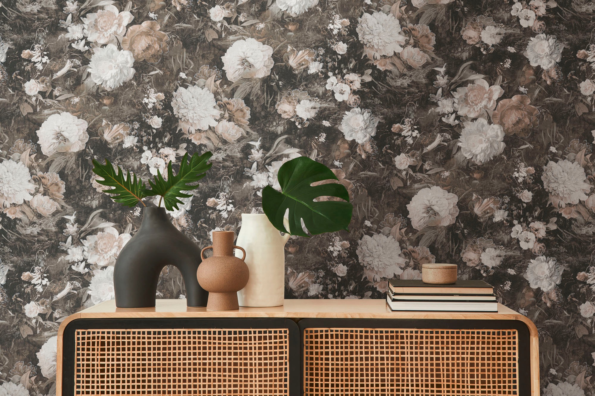 A.S. Création Vliestapete »THE BOS Blumentapete Floral«, leicht glänzend-gemustert-abstrakt, Blumenwand Tapeten Wohnzimmer Schlafzimmer Küche modern Design Optik