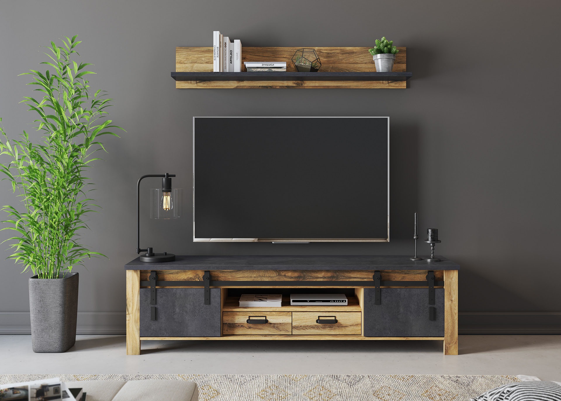 Home affaire Wandboard »York, modernes Wandregal, Hängeregal mit Ablagefach«, vielseitig einsetzbar, in Hunton Oak Dekor verfügbar, 156 cm breit