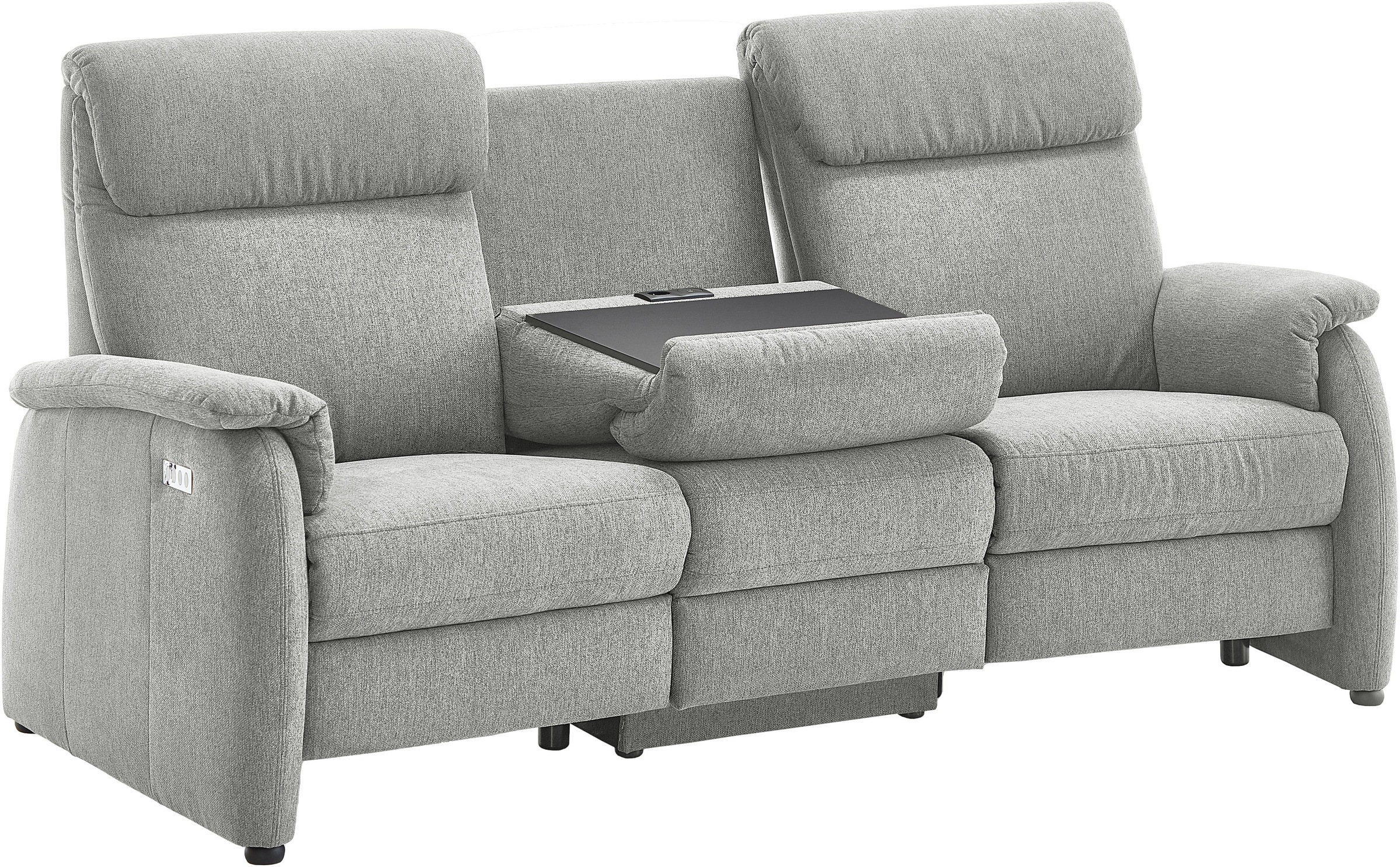 Home affaire 3-Sitzer »Turin Sofa mit elektrischer Relaxfunktion, Breite 226 cm« inkl. Tisch, USB & Steckdose, Federkern & pflegeleichtem Bezug
