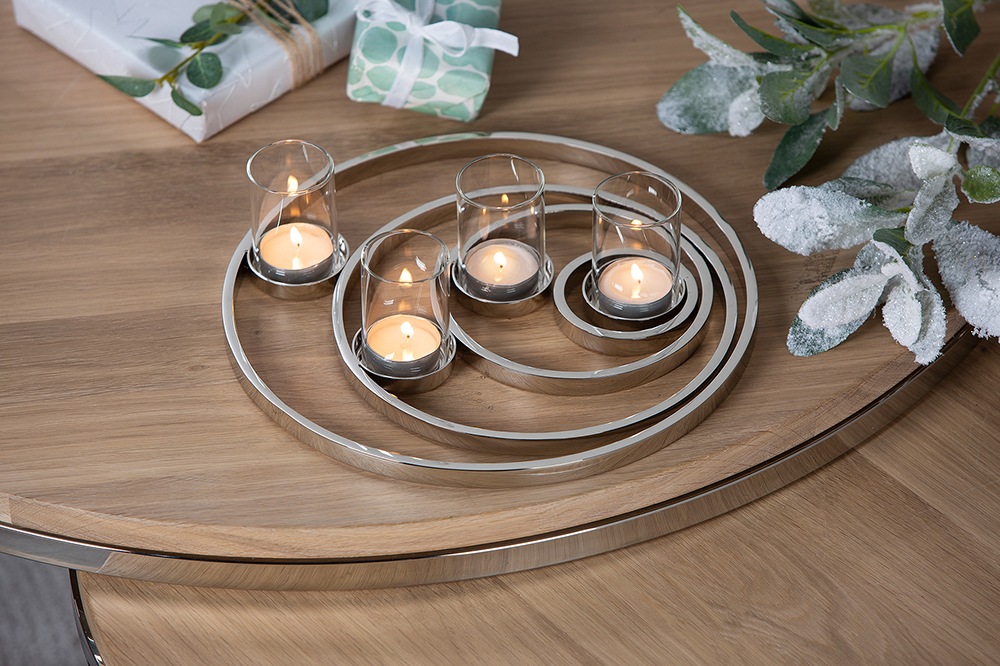 Fink Kerzenhalter »UNIVERSE, Weihnachtsdeko«, (1 St.), aus Edelstahl und Glas, 4-flammig, Adventsleuchter