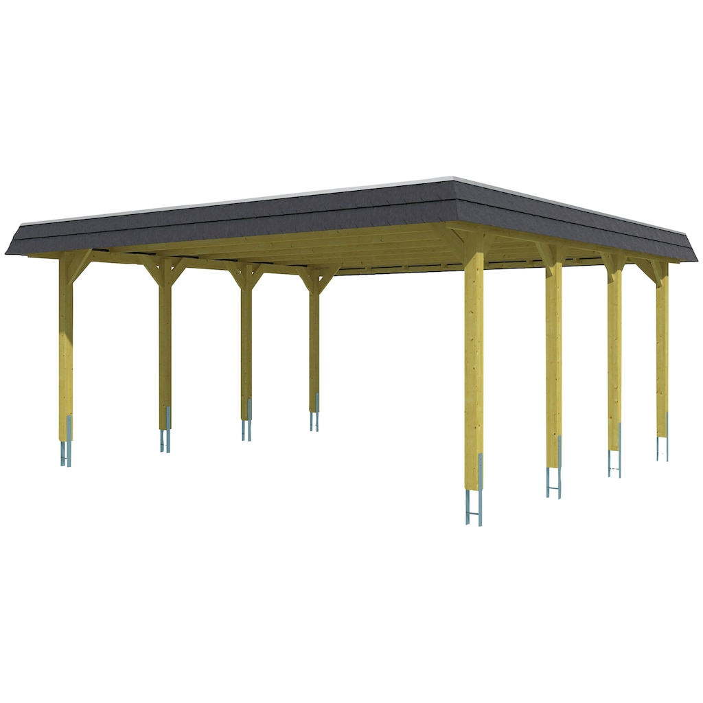 Skanholz Doppelcarport »Spreewald«, Fichtenholz, 530 cm, grün