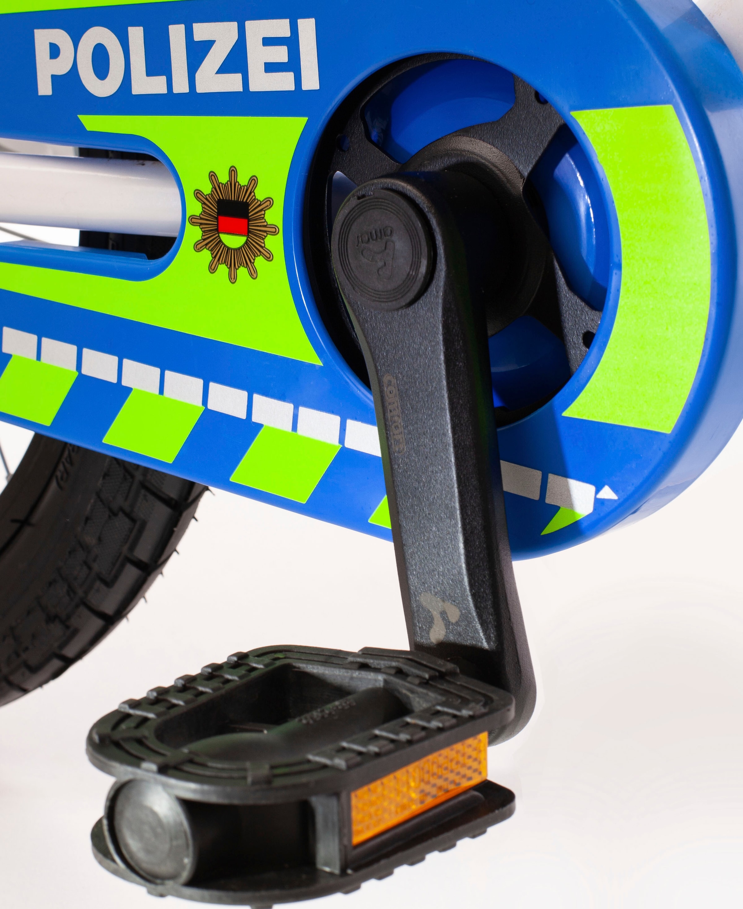 Bachtenkirch Kinderfahrrad »Kinderfahrrad "POLIZEI" kristall-weiß/blau/neon«, 1 Gang, ohne Schaltung