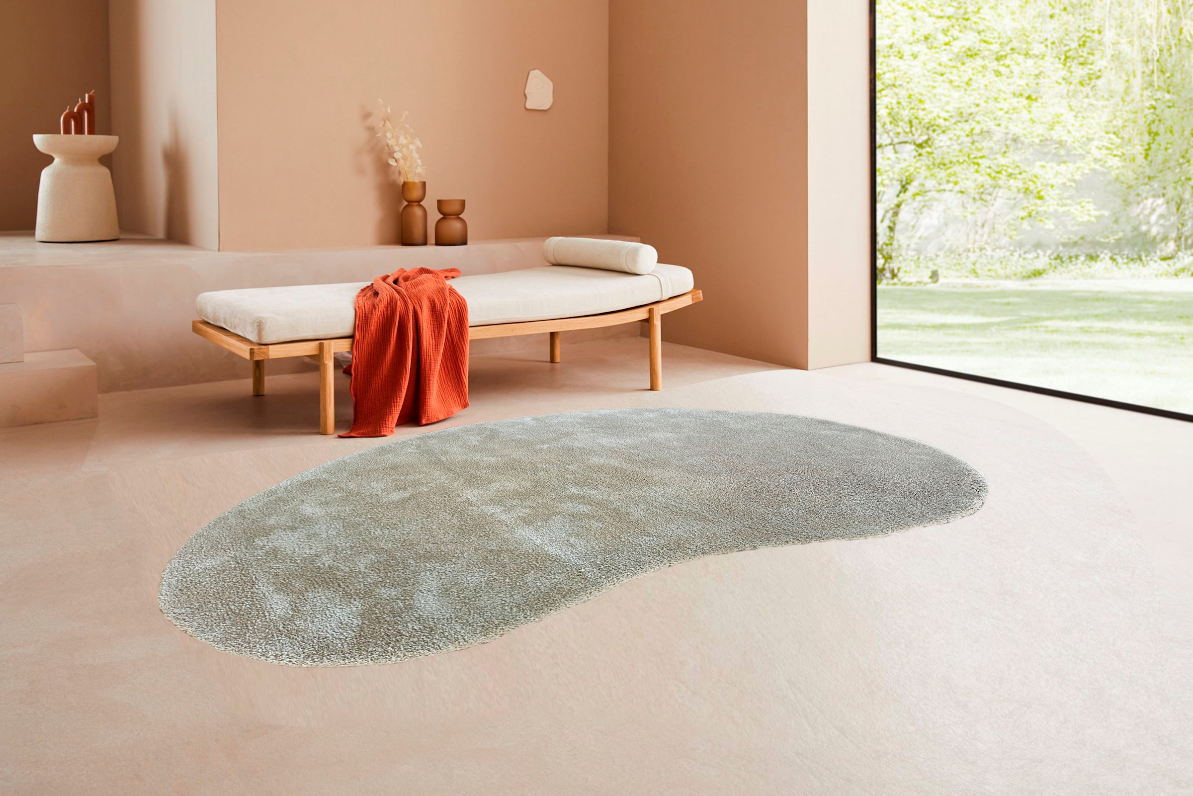 LeGer Home by Lena Gercke Hochflor-Teppich »Halrum«, rechteckig, mit  besonderer Form, einfarbig, kuschelig, Wohnzimmer, Schlafzimmer bequem und  schnell bestellen