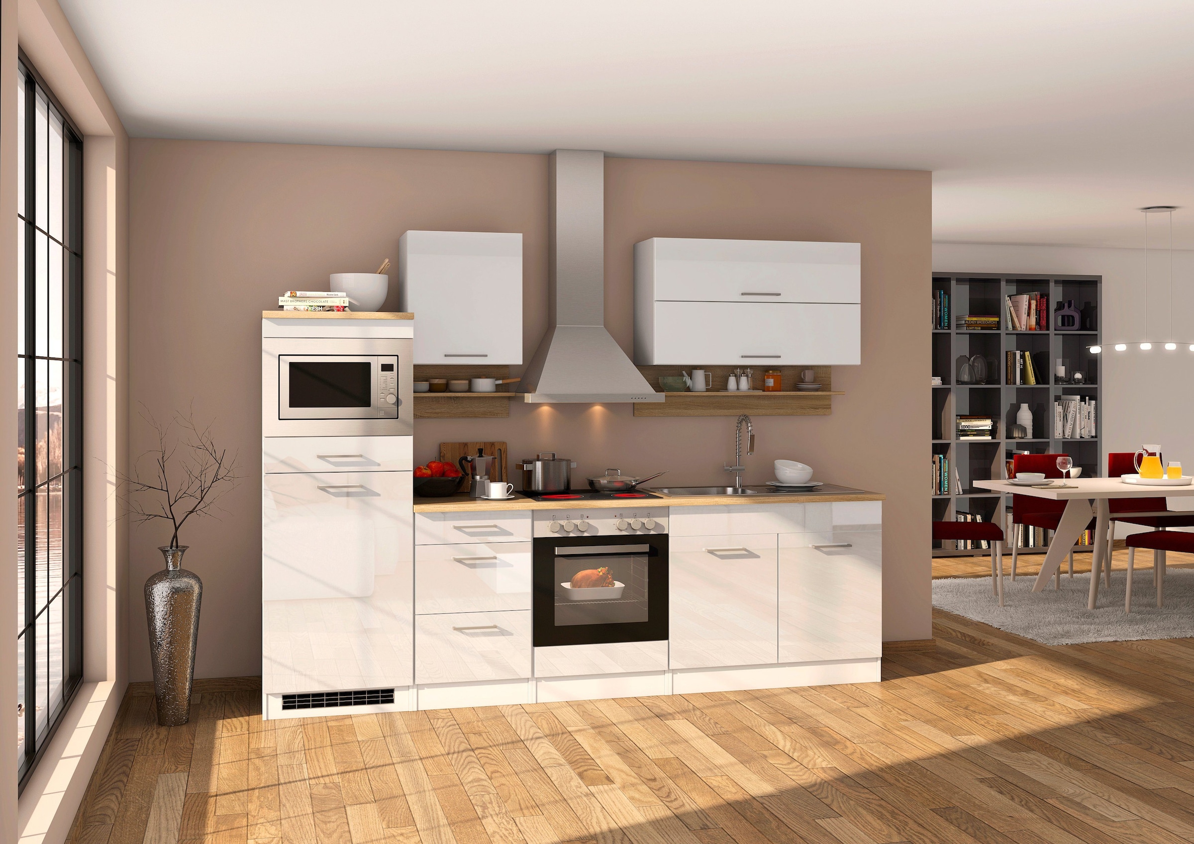 Küchenzeile »Mailand«, mit Elektrogeräten, Breite 270 cm