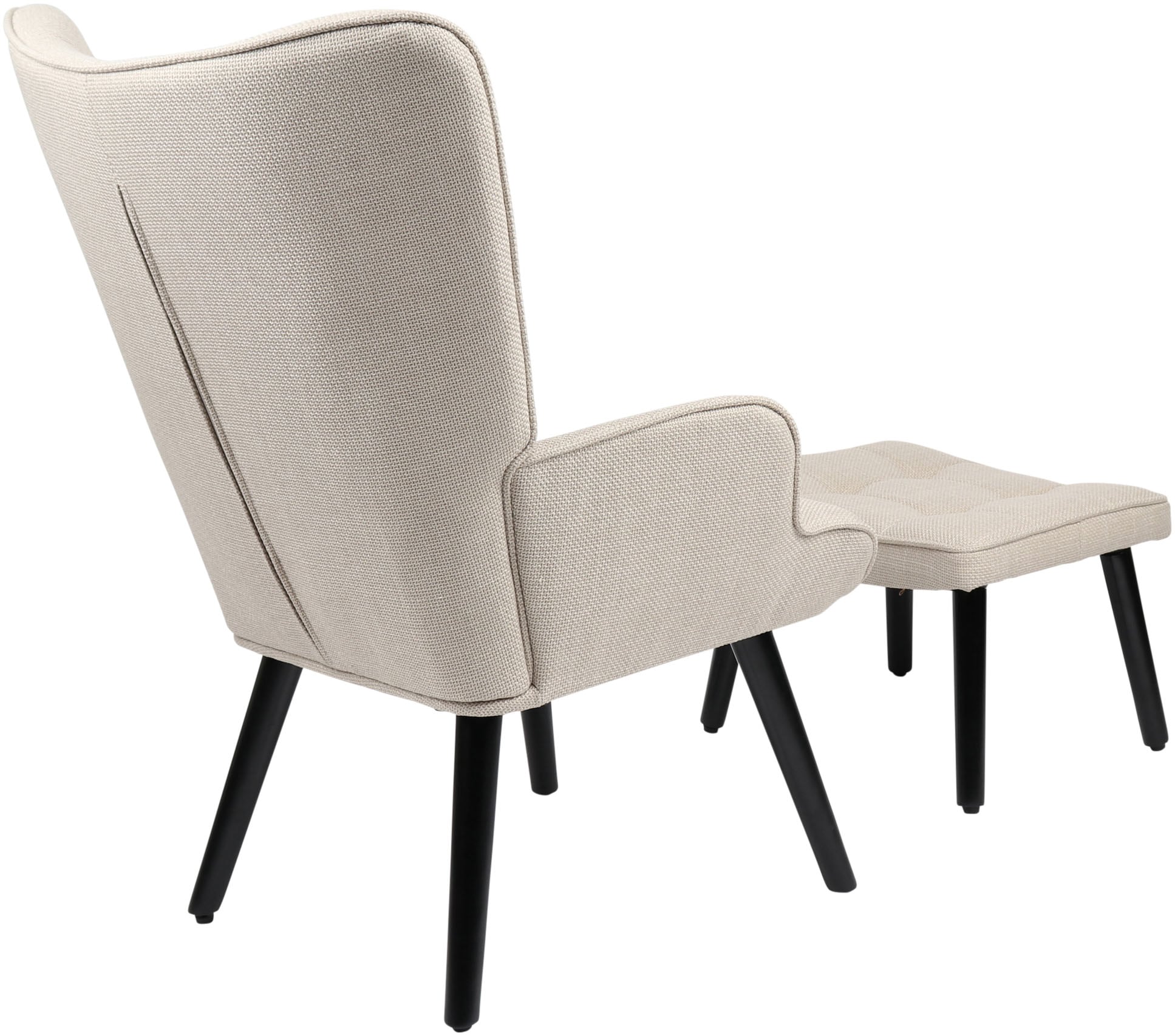 HELA Loungesessel »PAROS«, (Set, 2 St., Sessel mit Hocker), Sessel mit Hocker;Loungesessel;4-Fuß Massiv;Webstoff;Armlehnen