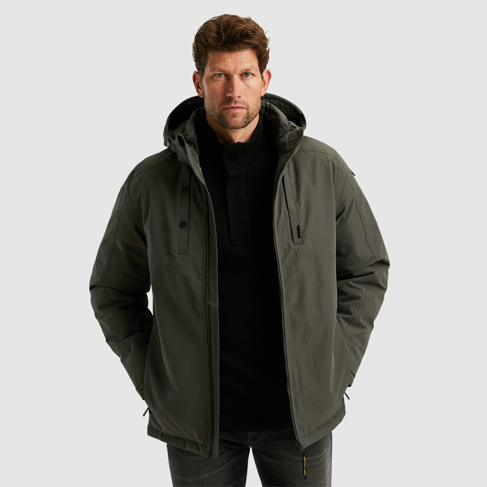 PME LEGEND Outdoorjacke »Semi long jacket STEARPACKER Ottoman«, mit Kapuze, mit Kapuze