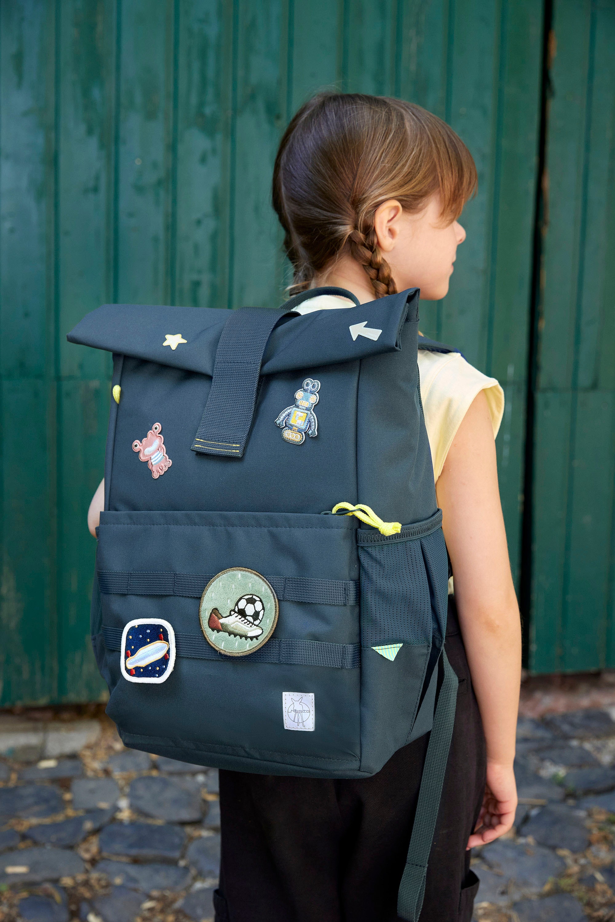 LÄSSIG Kinderrucksack »Medium Rolltop Backpack, navy«, Reflektoren, aus recycelten PET-Flaschen