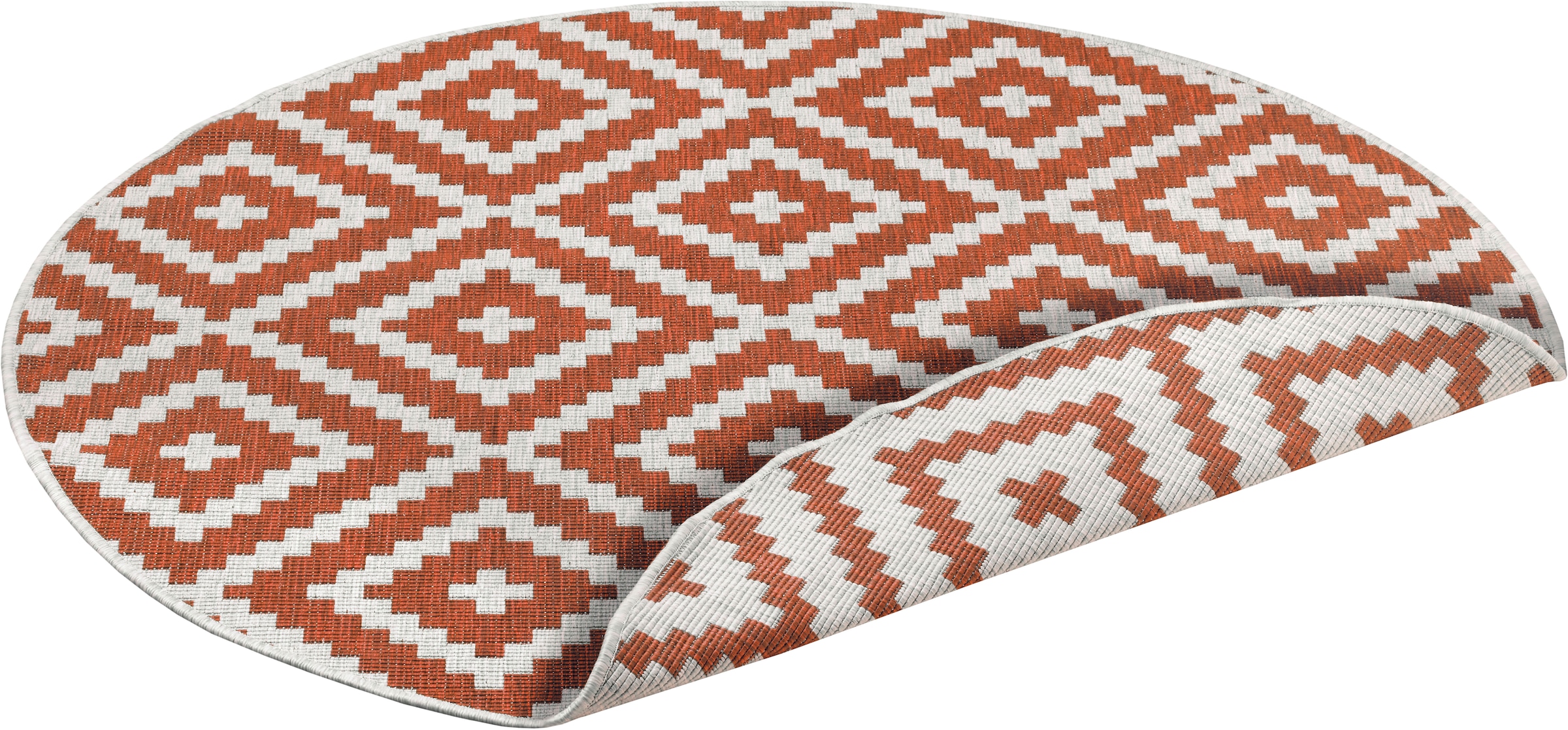 my home Teppich »Ronda Wendeteppich«, rund, 5 mm Höhe, Sisal-Optik, Flachgewebe, In- und Outdoor, geometrisches Boho Design