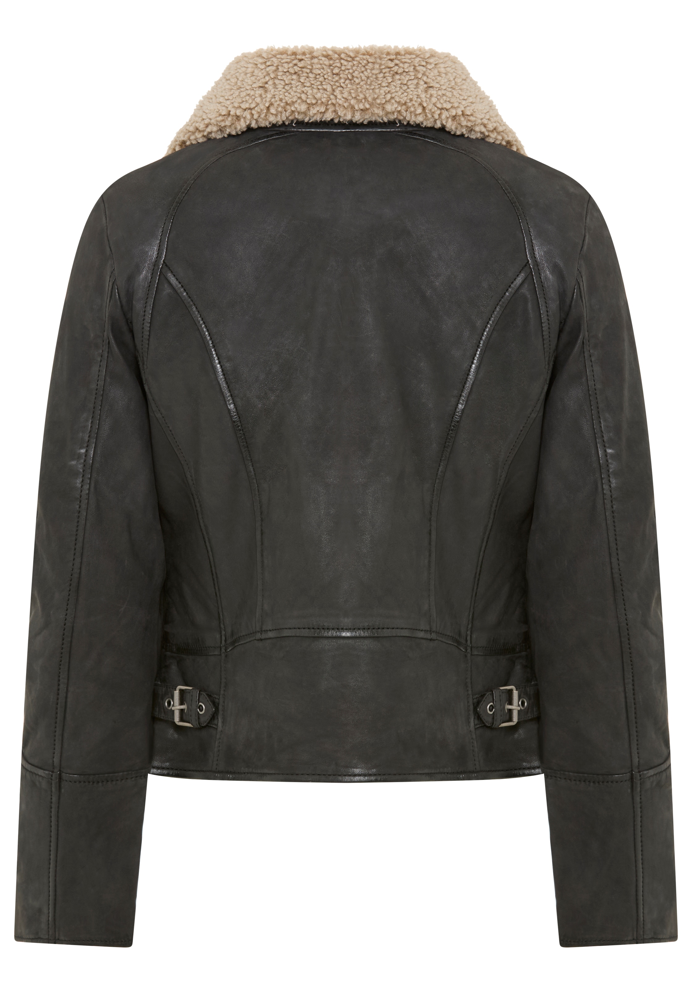 Mauritius Lederjacke »MWNaedda« mit hochschließendem Kragen mit Teddyplüschbesatz - wärmend