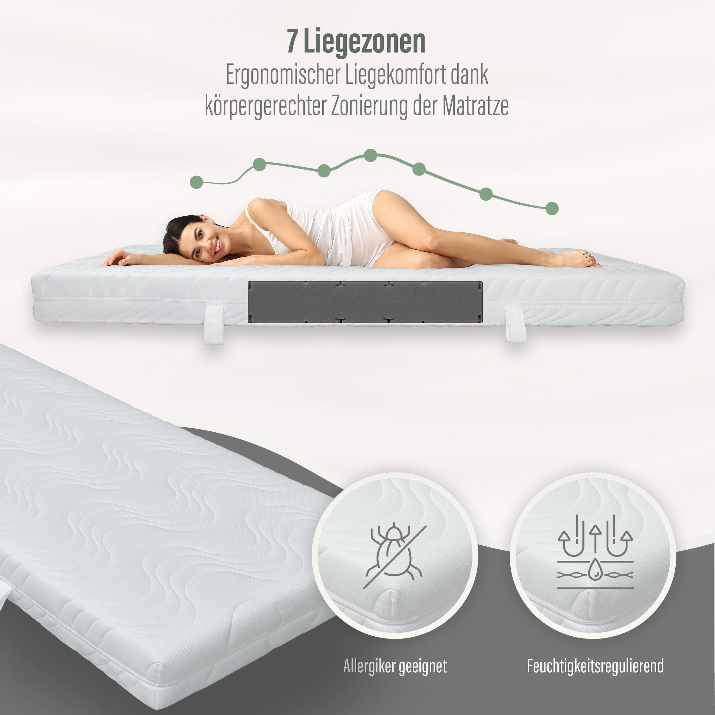 Beco Komfortschaummatratze »Marissa, 7 Zonen Matratze 90x200, 140x200 cm & weitere Größen« 18 cm hoch Raumgewicht: 30 kg/m³ 1 Stk. tlg. ergonomischer Schlaf , getestet in 90x200, H3, Ausgabe 10/2025