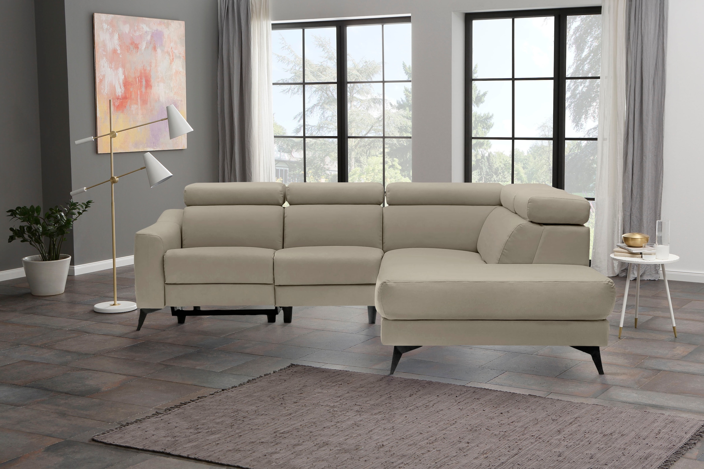 Places of Style Ecksofa »Valerio«, mit 1 elektrischer Relaxfunktion und USB-Anschluß