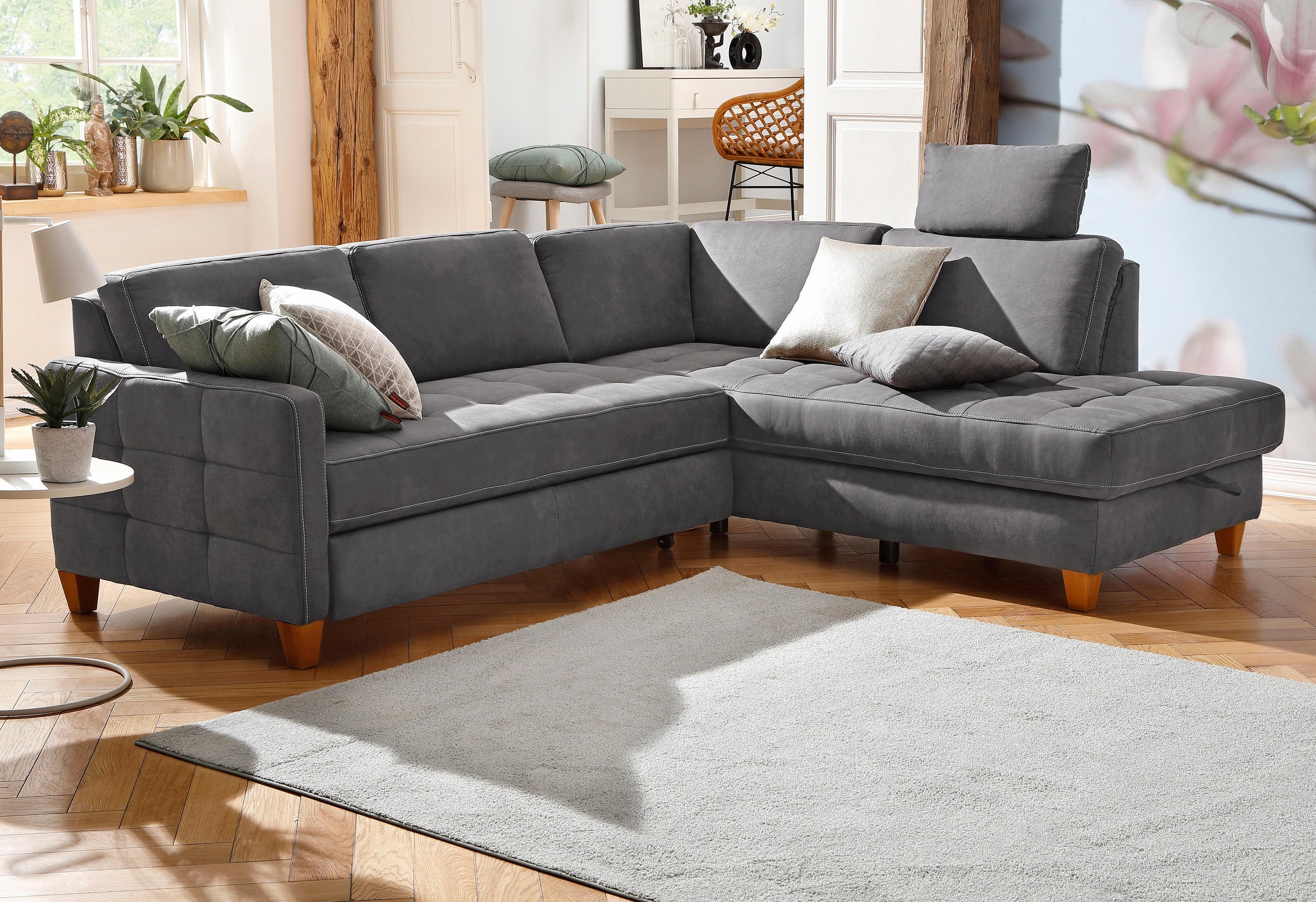 Home affaire Ecksofa »Earl L-Form«, wahlweise auch mit Bettfunktion oder Be günstig online kaufen