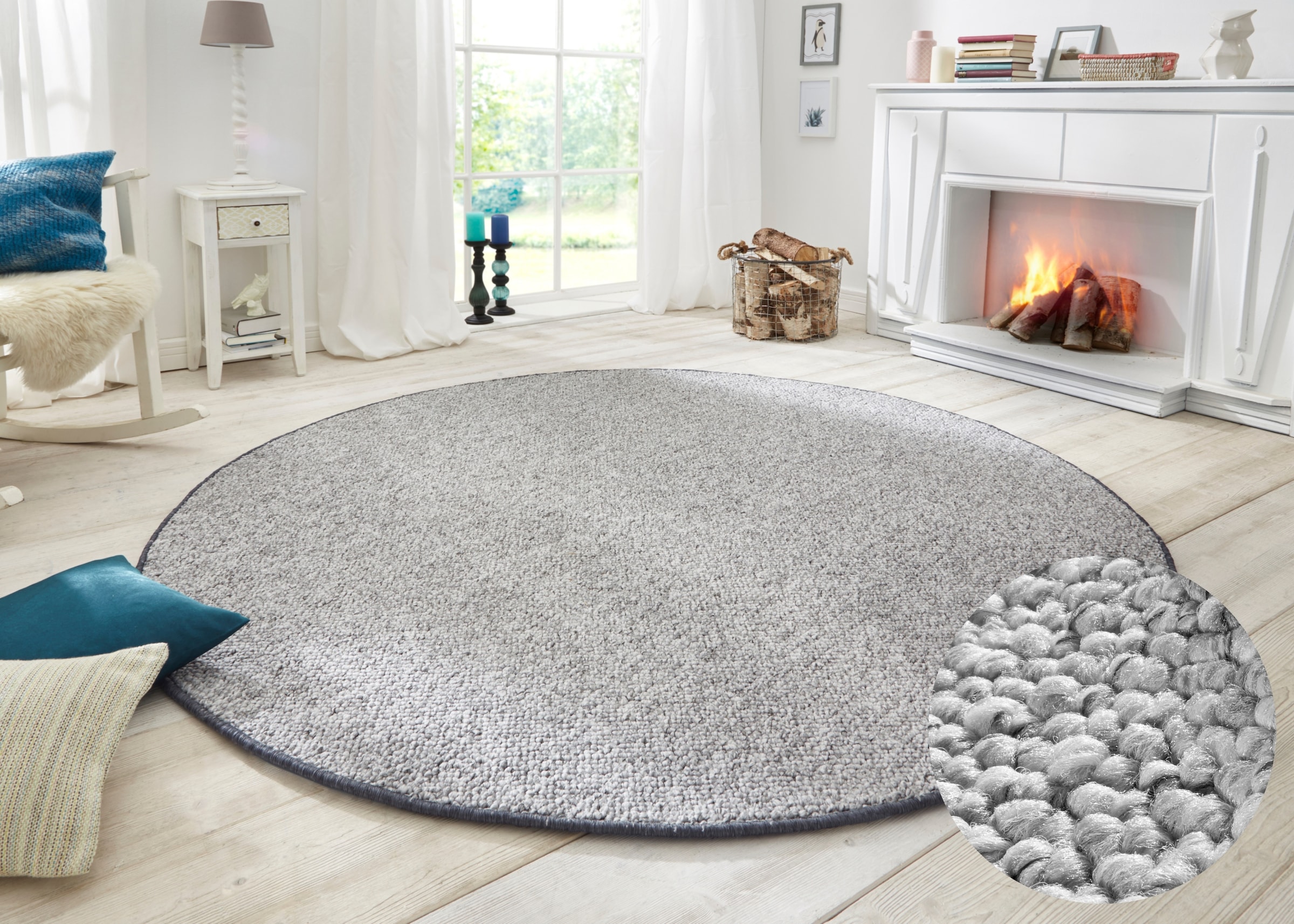 HANSE Home Teppich »Wolly 2« rund 12 mm Höhe Flachgewebe, Skandi, Woll-Optik, Esszimmer, Wohnzimmer, Flur