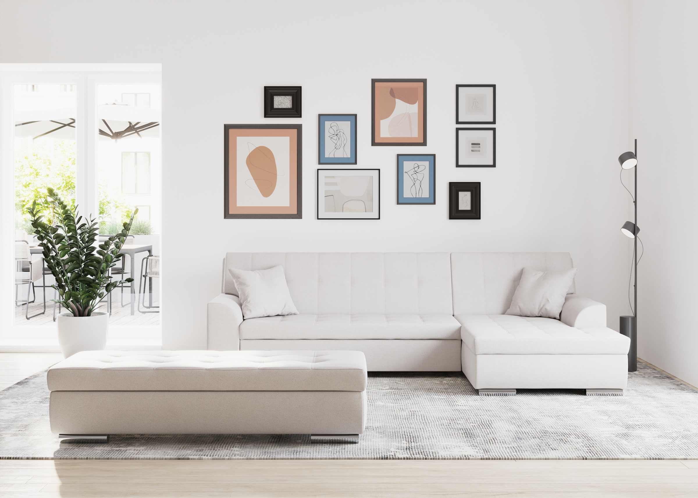 DOMO collection Ecksofa Treviso, wahlweise mit Bettfunktion, incl. Zierkiss günstig online kaufen
