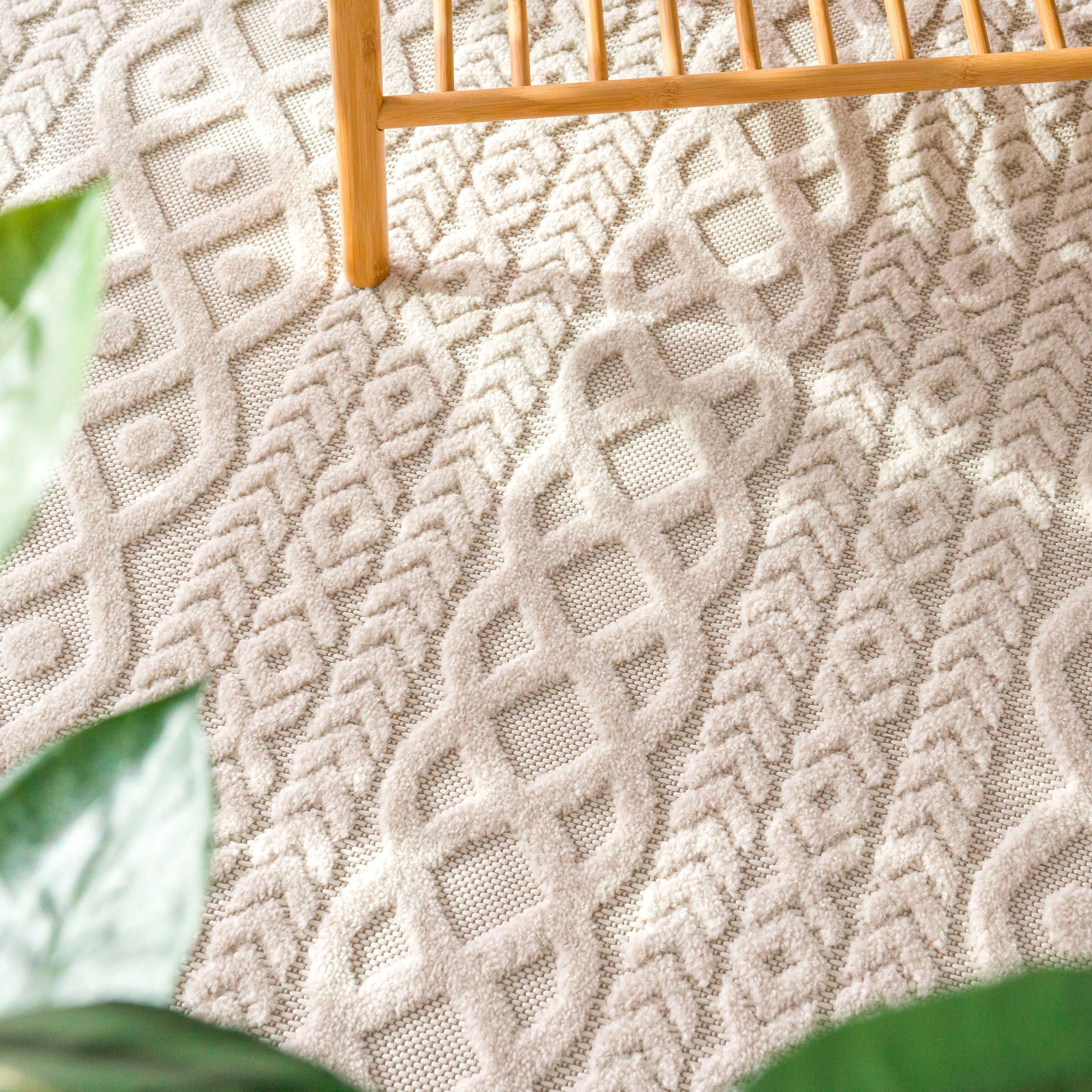 Paco Home Teppich »Cotton 231«, rechteckig, 10 mm Höhe, Uni-Farben, Hoch-Tief Effekt, boho, In- und Outdoor geeignet