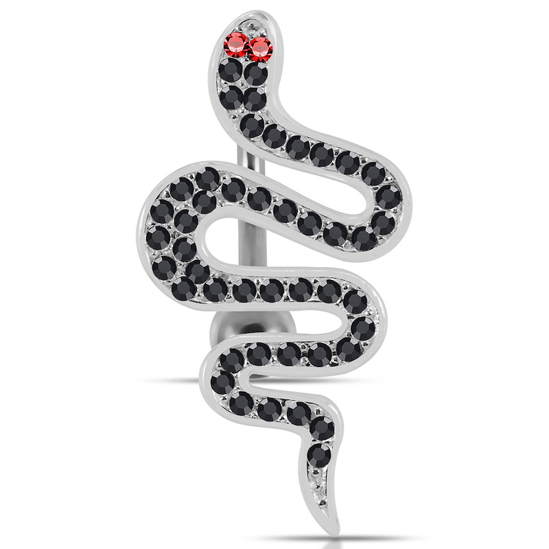 FIRETTI Bauchnabelpiercing »Schmuck Geschenk Piercing Silber 925 Körperschmuck SNAKE Schlange« mit Zirkonia (synth.)...