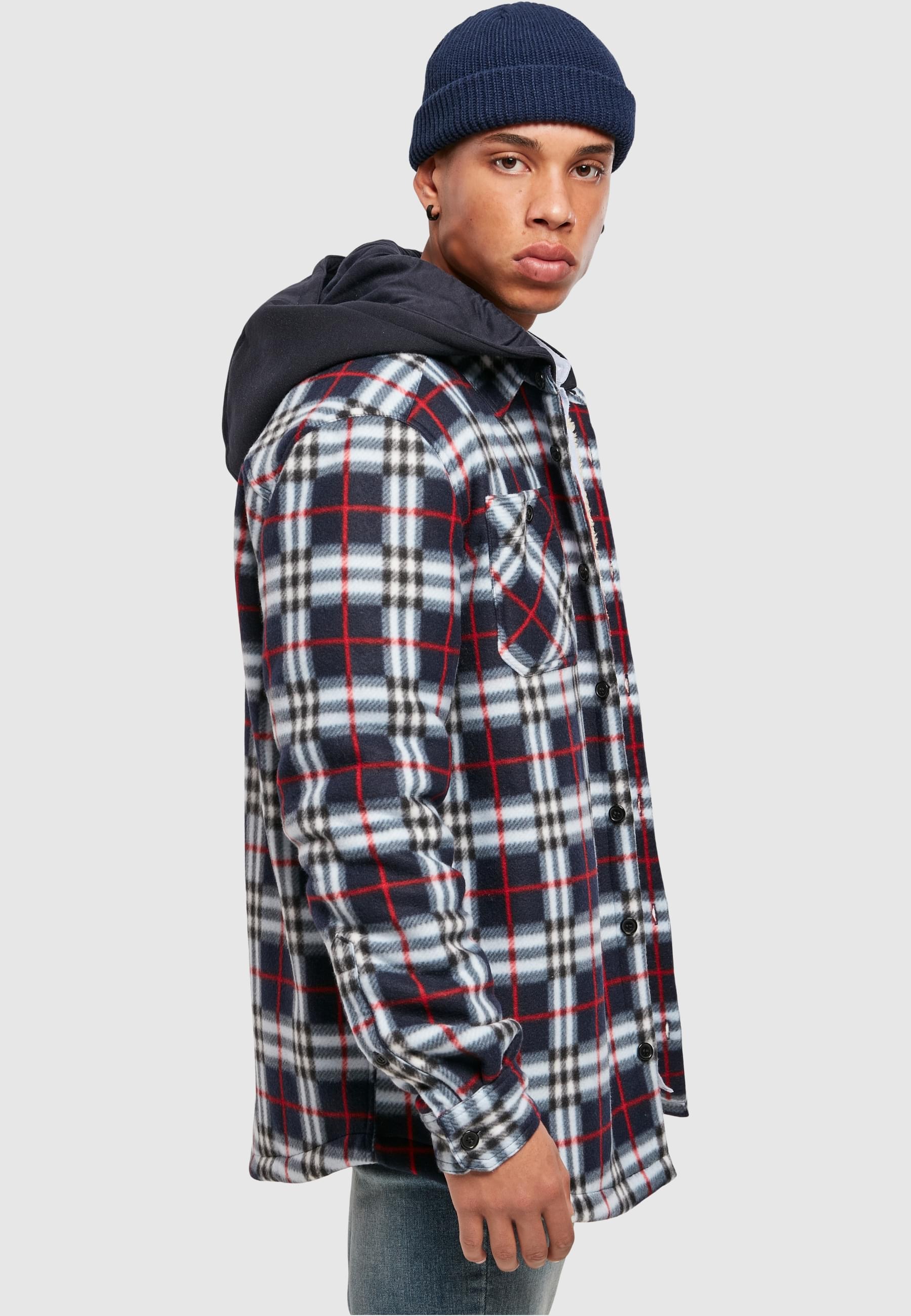 URBAN CLASSICS Allwetterjacke »Urban Classics Herren Hooded Polar Fleece Overshirt« 1 Stk. tlg. mit Kapuze