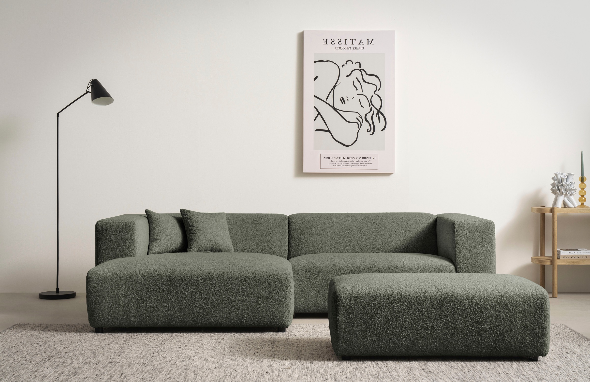 andas Polsterecke »BAKELS, Ecksofa-Set mit Hocker, L-Form mit Schlaffunktio günstig online kaufen