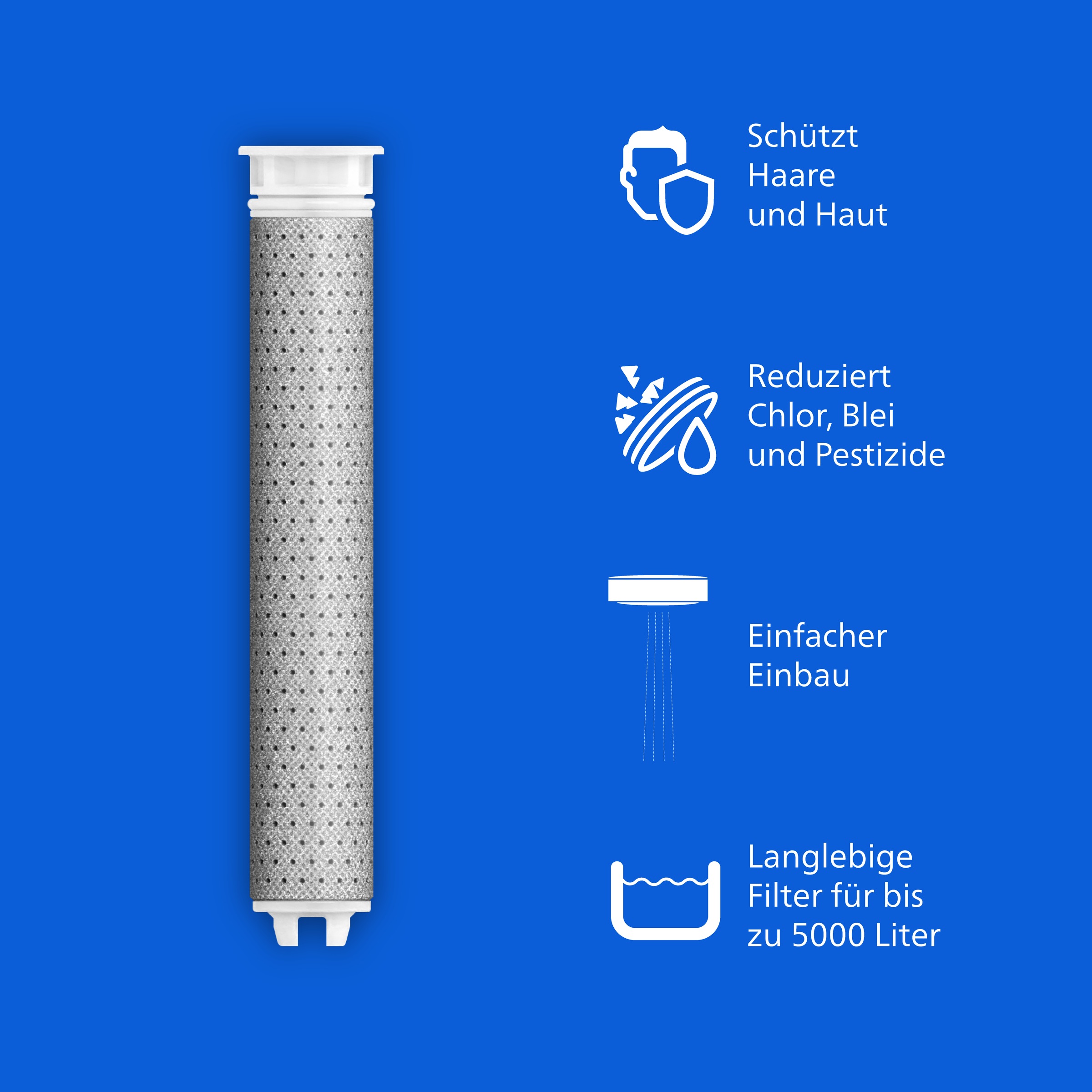 Philips Wasserfilter »Philips ASH138/10 Ersatzfilter 3x für Duschbrause ASH1516« Spar-Set, 3 tlg. entfernt Chlor, Sedimente, Blei+Pestizide für reinere Haut und Haare