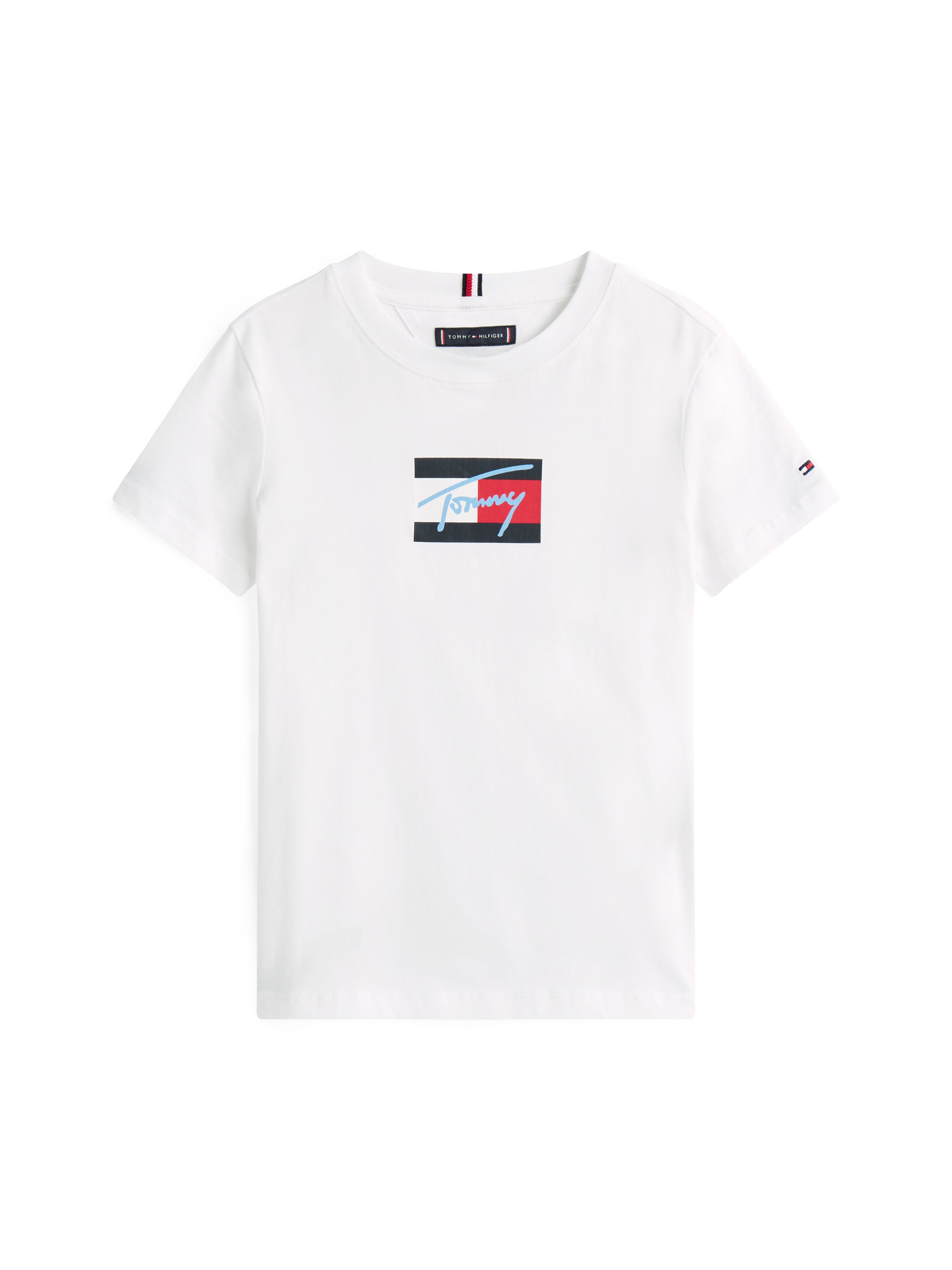 Tommy Hilfiger T-Shirt »TOMMY SCRIPT FLAG PRINT TEE SS«, für Kinder bis 16 Jahre, mit Logo-Print
