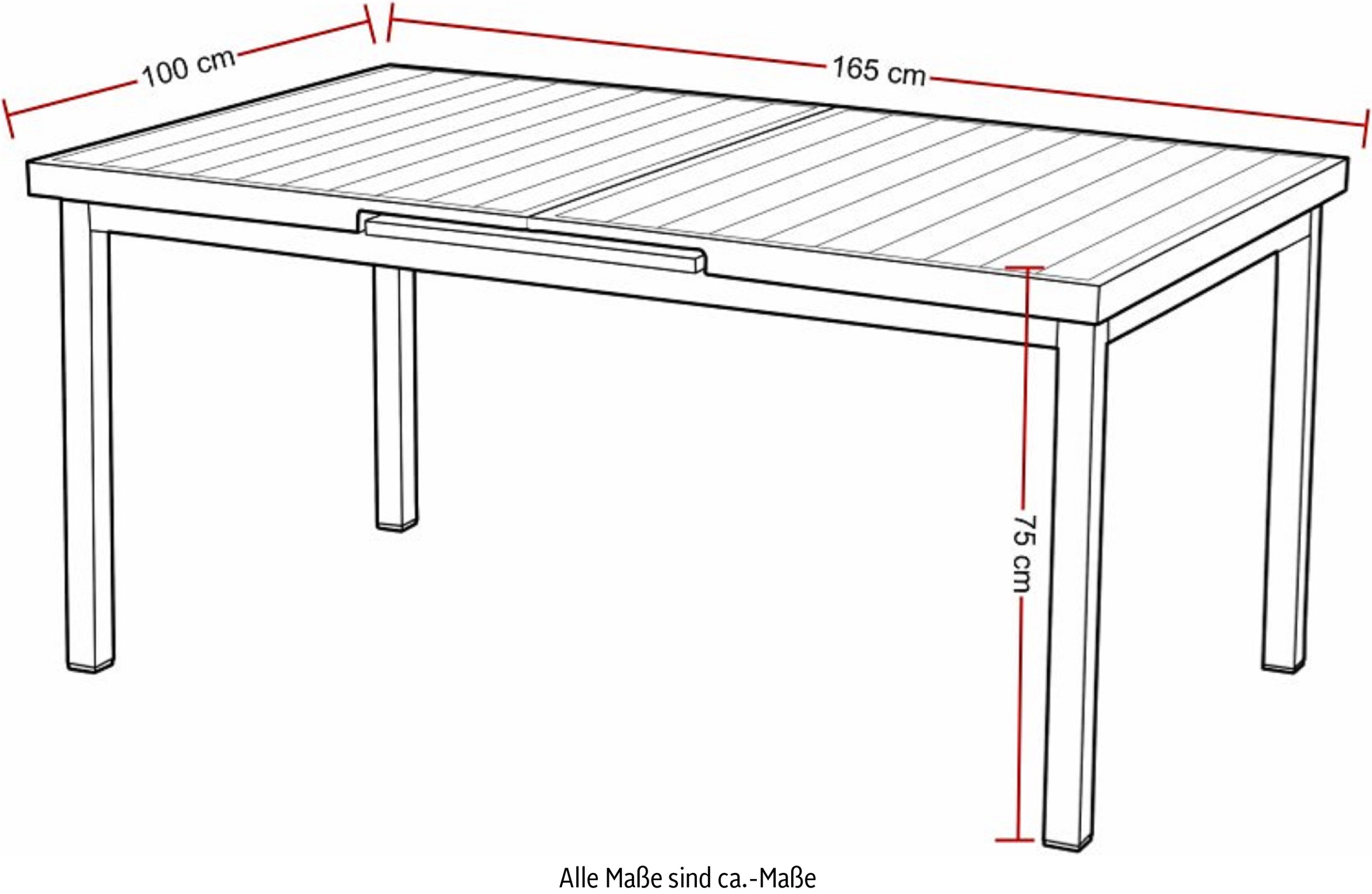 Destiny Garten-Essgruppe »TORINO IMOLA«, (5 tlg., 4x Sessel, 1x Tisch, inkl. Auflagen), Aluminium, Olefin