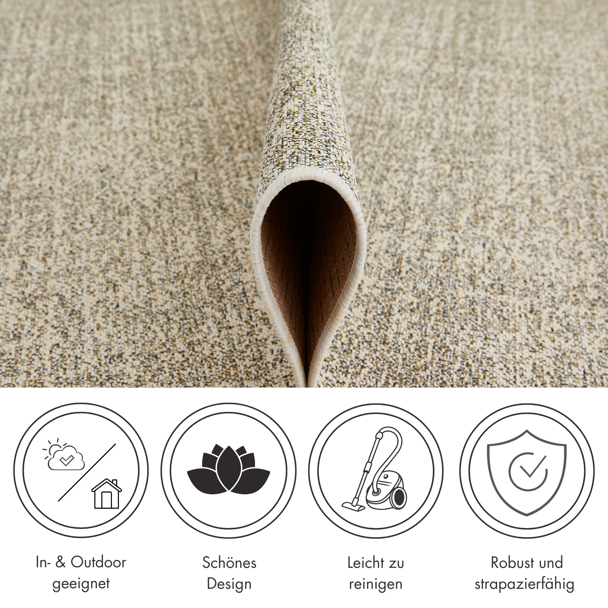LUXOR living Teppich »Patio, Made in Belgium«, rechteckig, 3 mm Höhe, Kurzflor, meliert, In- und Outdoor geeignet, für Balkon & Terrasse
