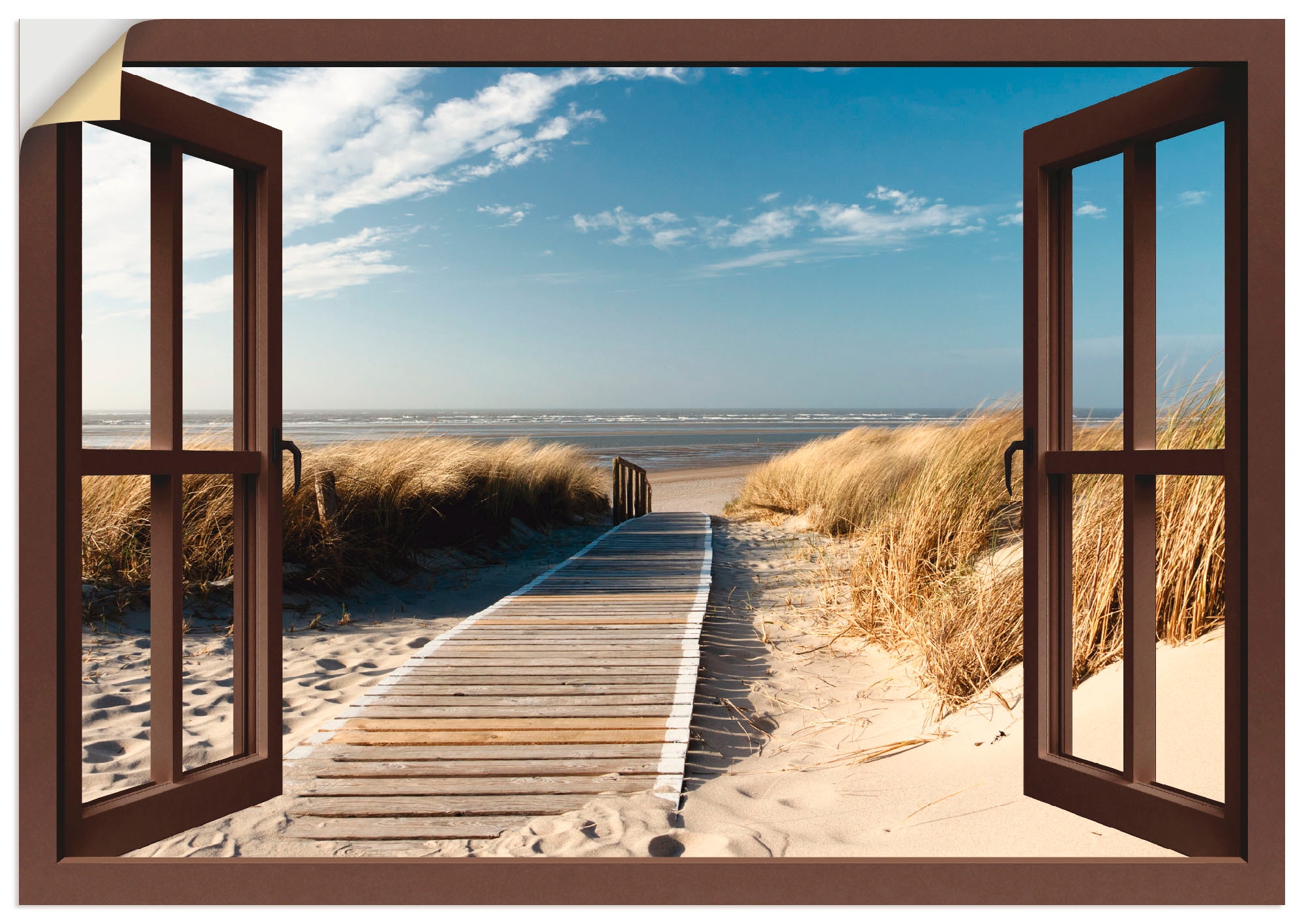 Artland Wandbild »Fensterblick Nordseestrand auf Langeoog«, Fensterblick, ( günstig online kaufen