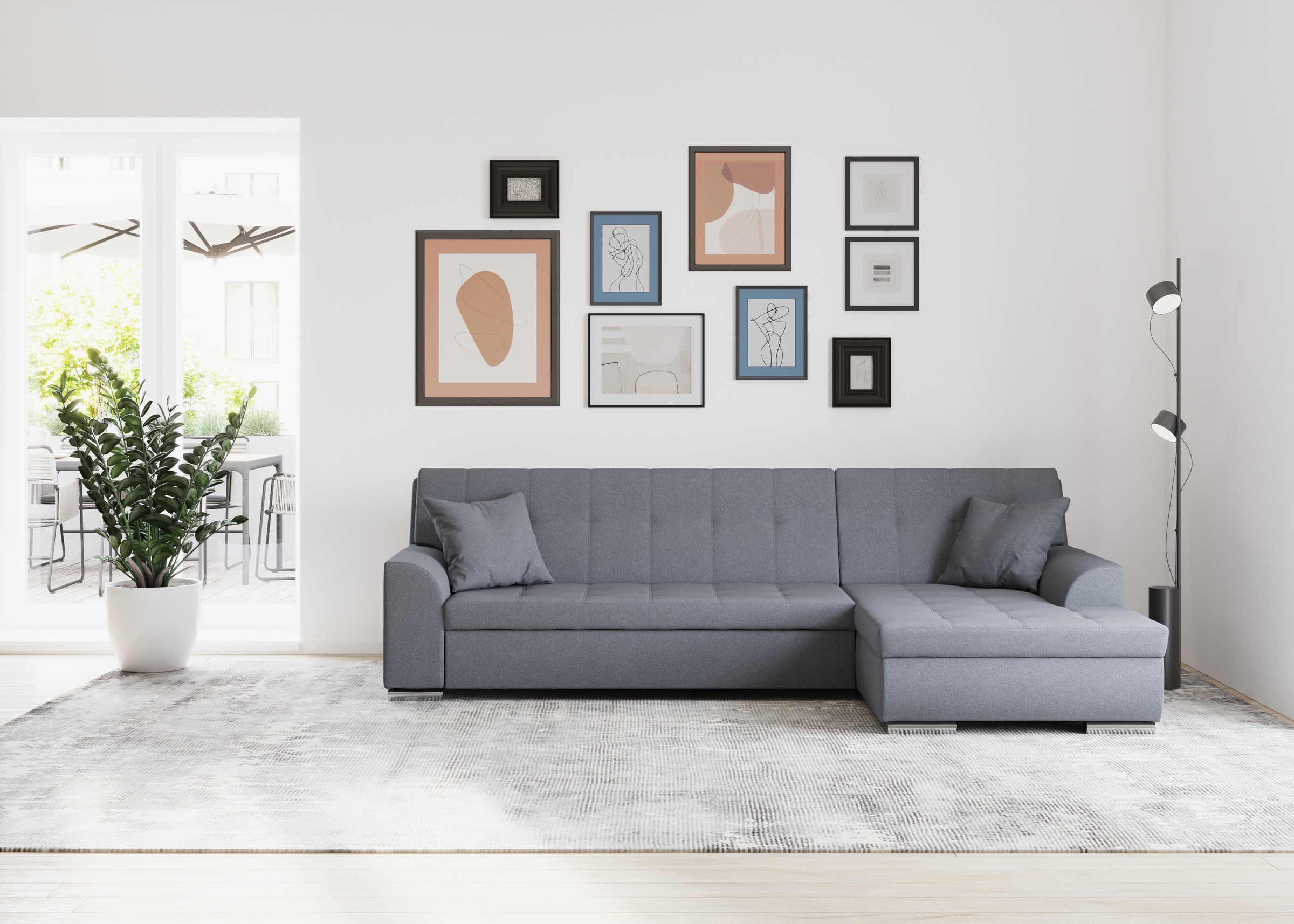 DOMO collection Ecksofa Treviso, wahlweise mit Bettfunktion, incl. Zierkissen