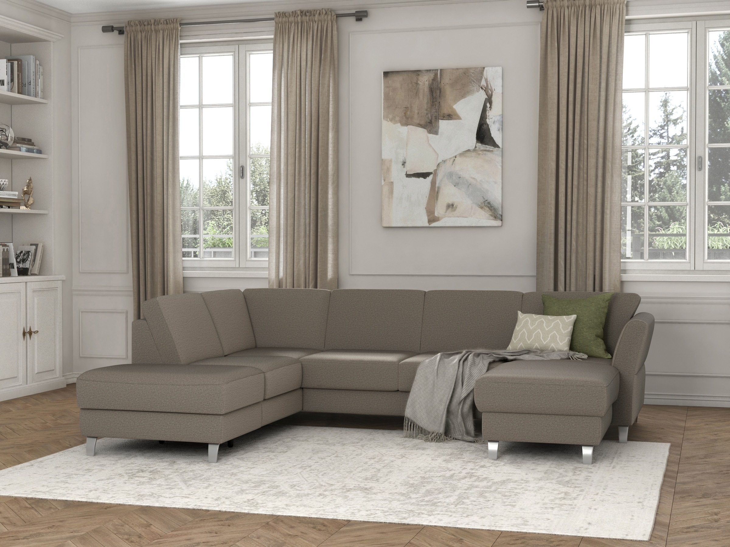 sit&more Wohnlandschaft »Visby U-Form«, Wahlweise mit Bettfunktion und Stauraum, frei im Raum stellbar