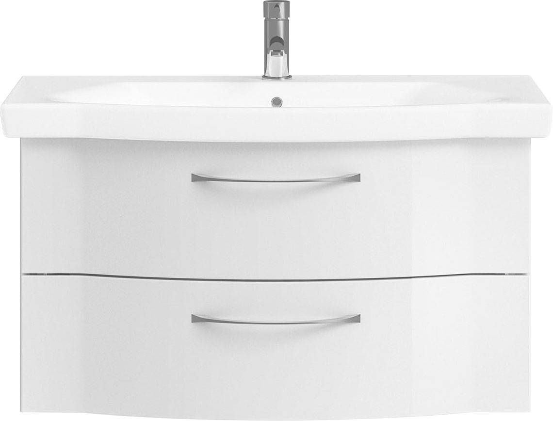 Saphir Badmöbel-Set »6005 Sprint 3-teilig, Keramik-Waschtisch mit LED-Spiegelschrank«, (4 St.), Unterschrank, inkl. Türdämpfer, 4 Türen, 3 Schubladen, Bad-Set