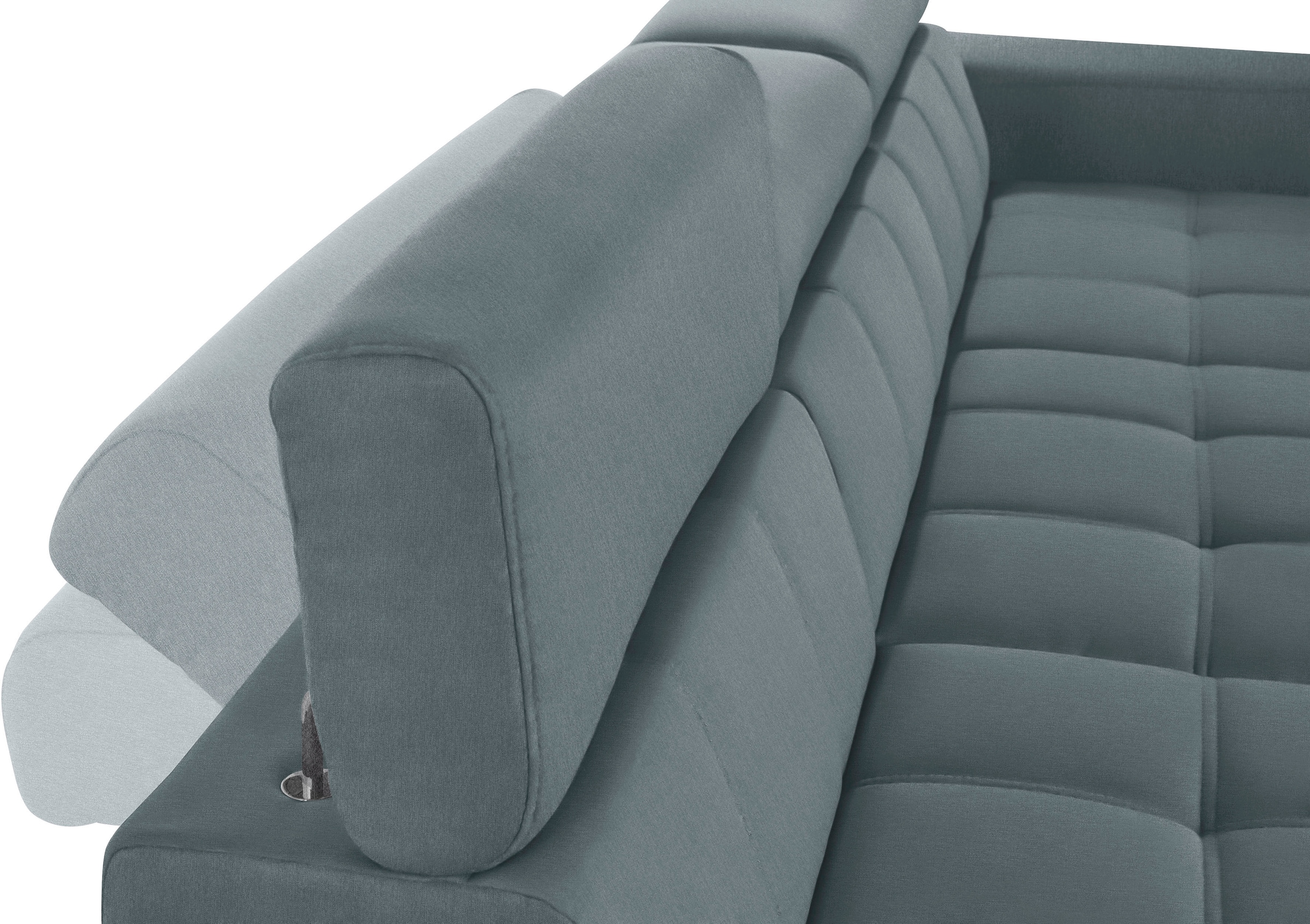DOMO collection Ecksofa »Cunelli tolle Sitznähte als Designelement, fester Sitzkomfort, L-Form«, wahlweise mit 6-fach verstellbarer Kopfteilverstellung, bodenfrei