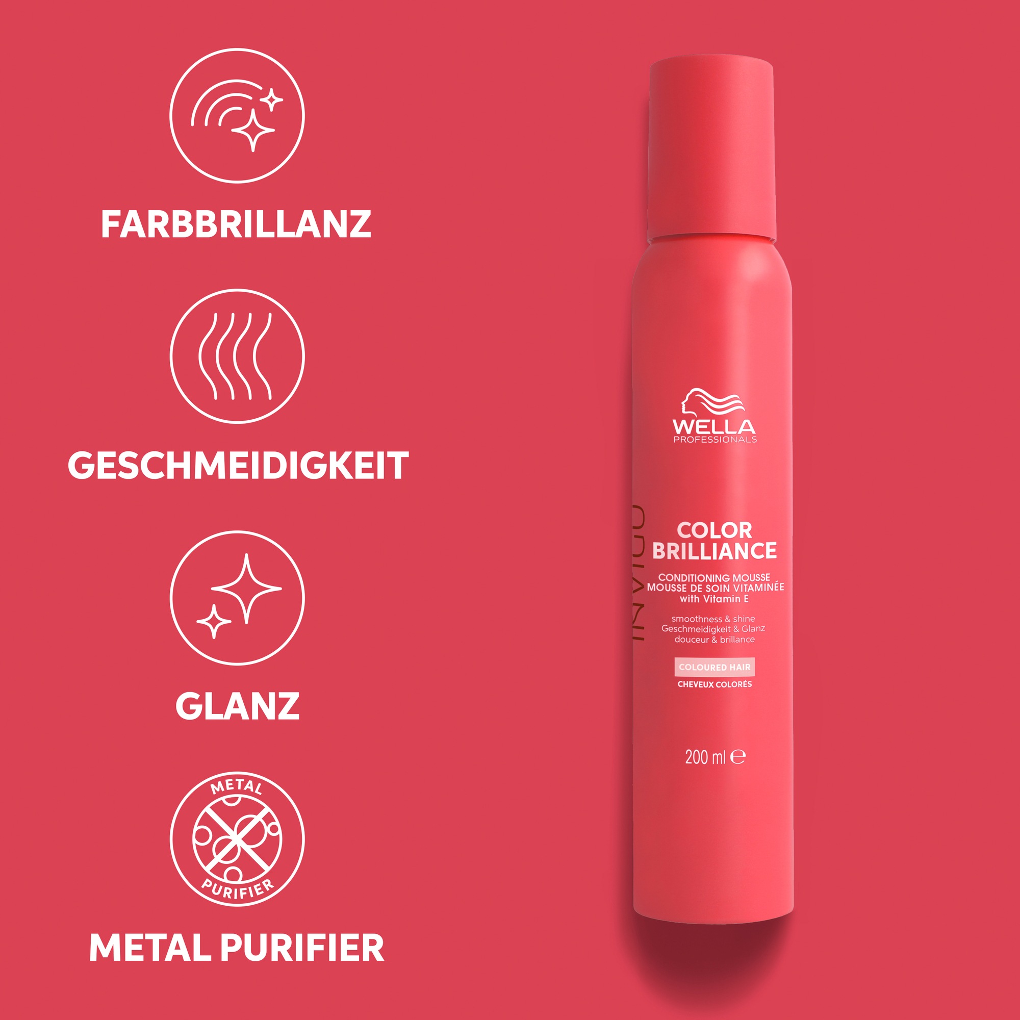 Wella Professionals Leave-in Pflege »Color Brilliance Vitamin Conditioning Mousse (Leave-In)« intensiver Farbschutz, verstärkt Glanz, pflegend